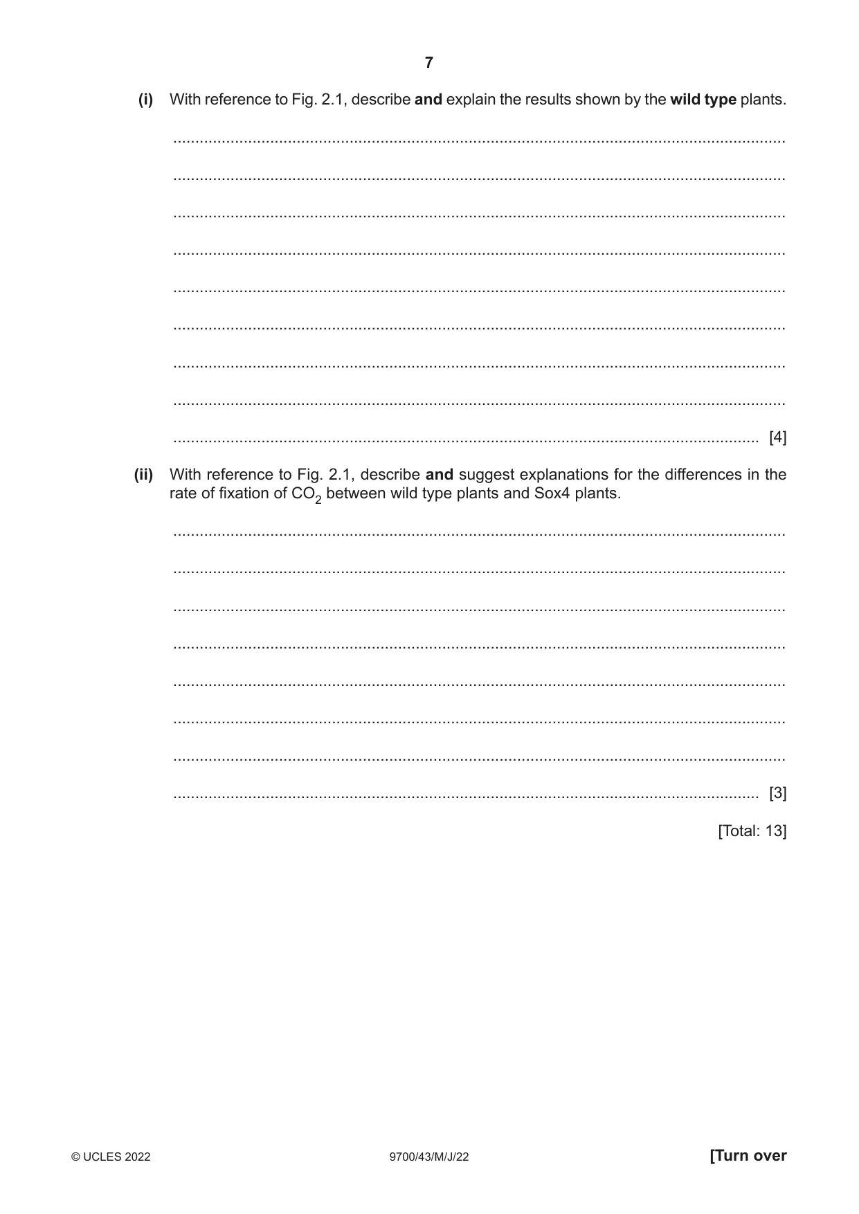 Cambridge A Level Biology 9700 2022 May/June Paper 4 · Variant 3 question paper, page 7 of 24