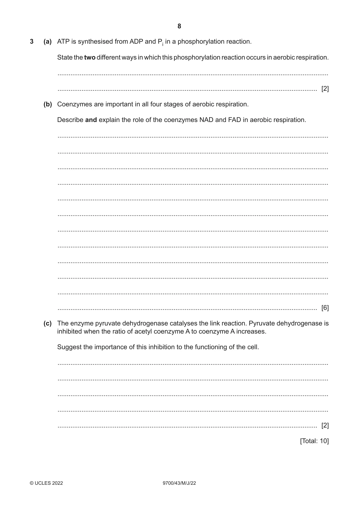 Cambridge A Level Biology 9700 2022 May/June Paper 4 · Variant 3 question paper, page 8 of 24