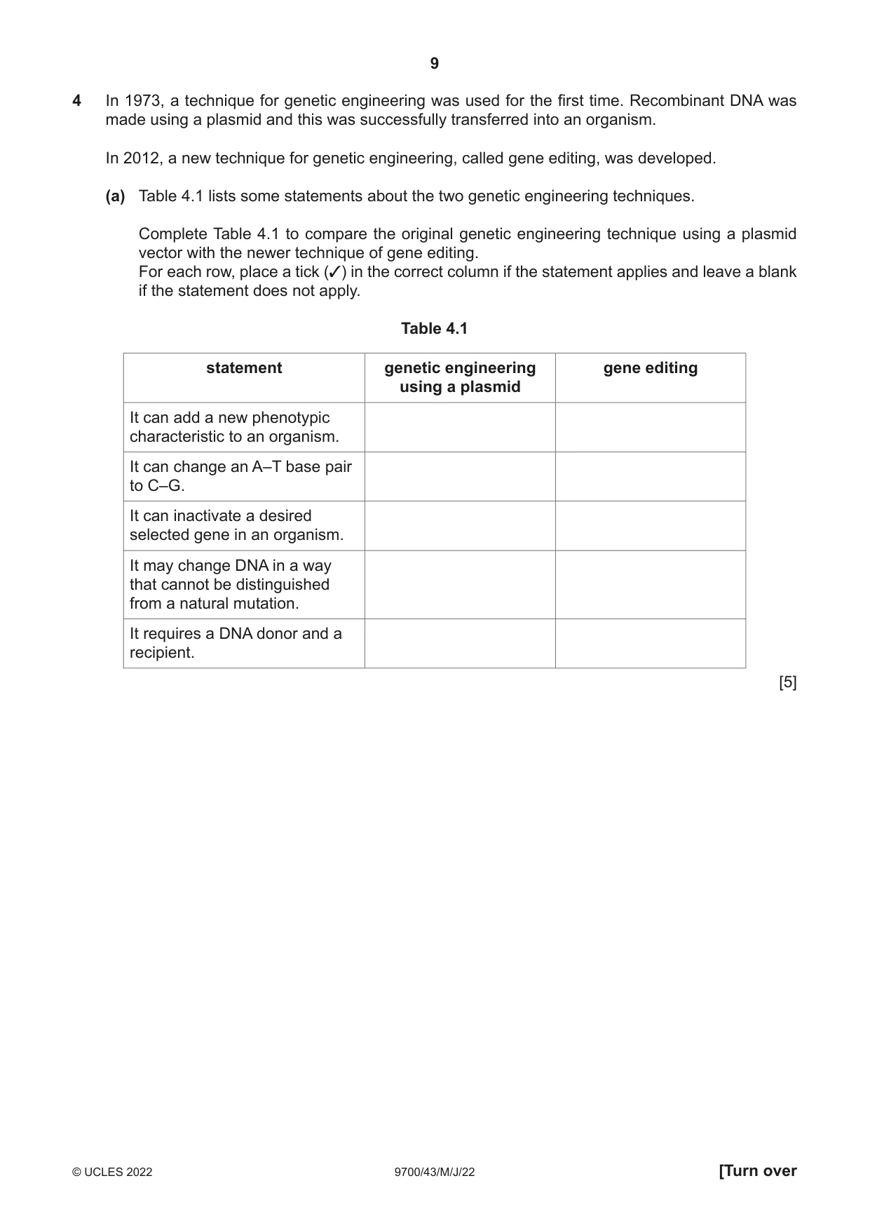 Cambridge A Level Biology 9700 2022 May/June Paper 4 · Variant 3 question paper, page 9 of 24