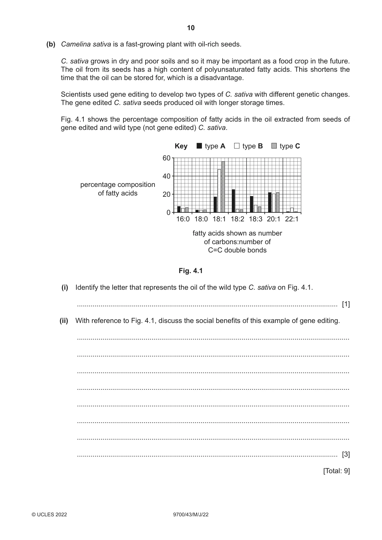 Cambridge A Level Biology 9700 2022 May/June Paper 4 · Variant 3 question paper, page 10 of 24