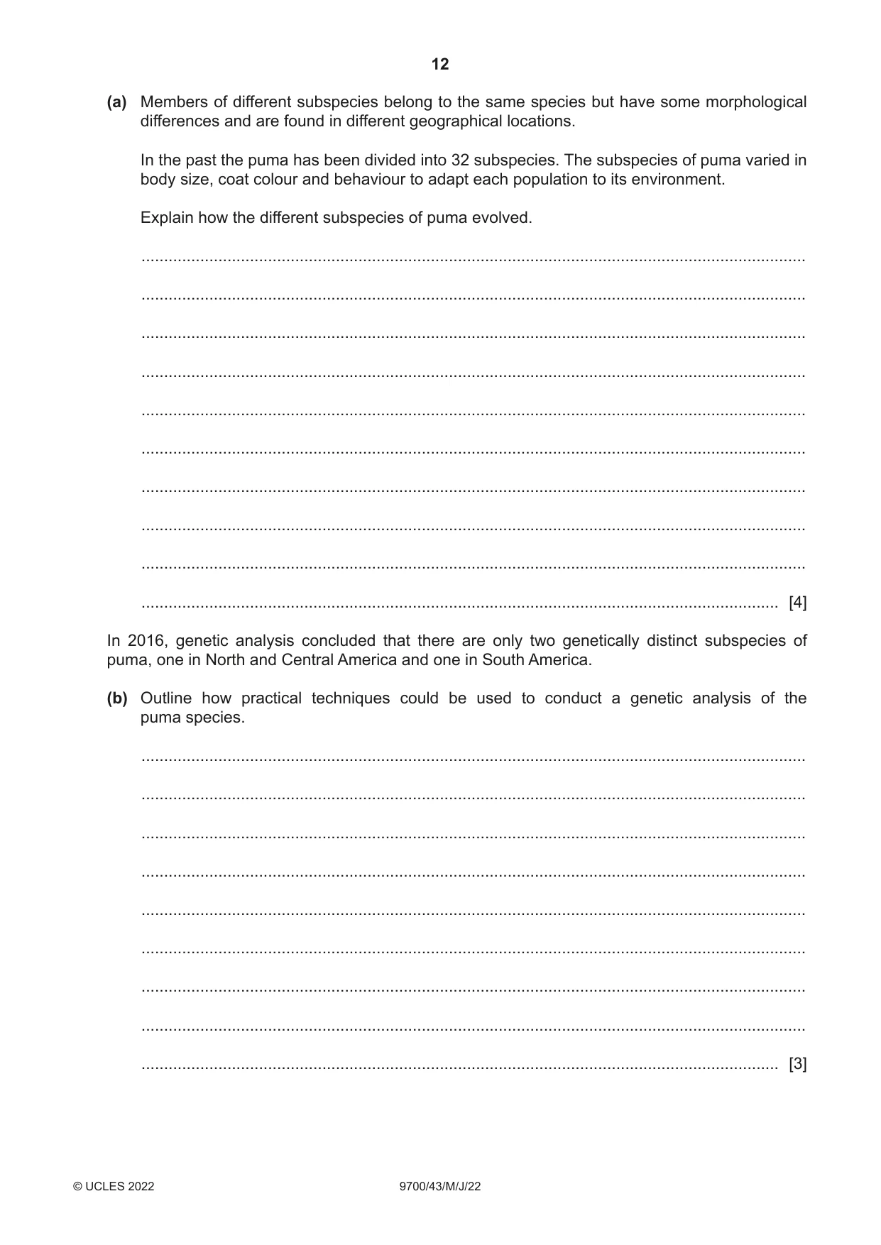 Cambridge A Level Biology 9700 2022 May/June Paper 4 · Variant 3 question paper, page 12 of 24