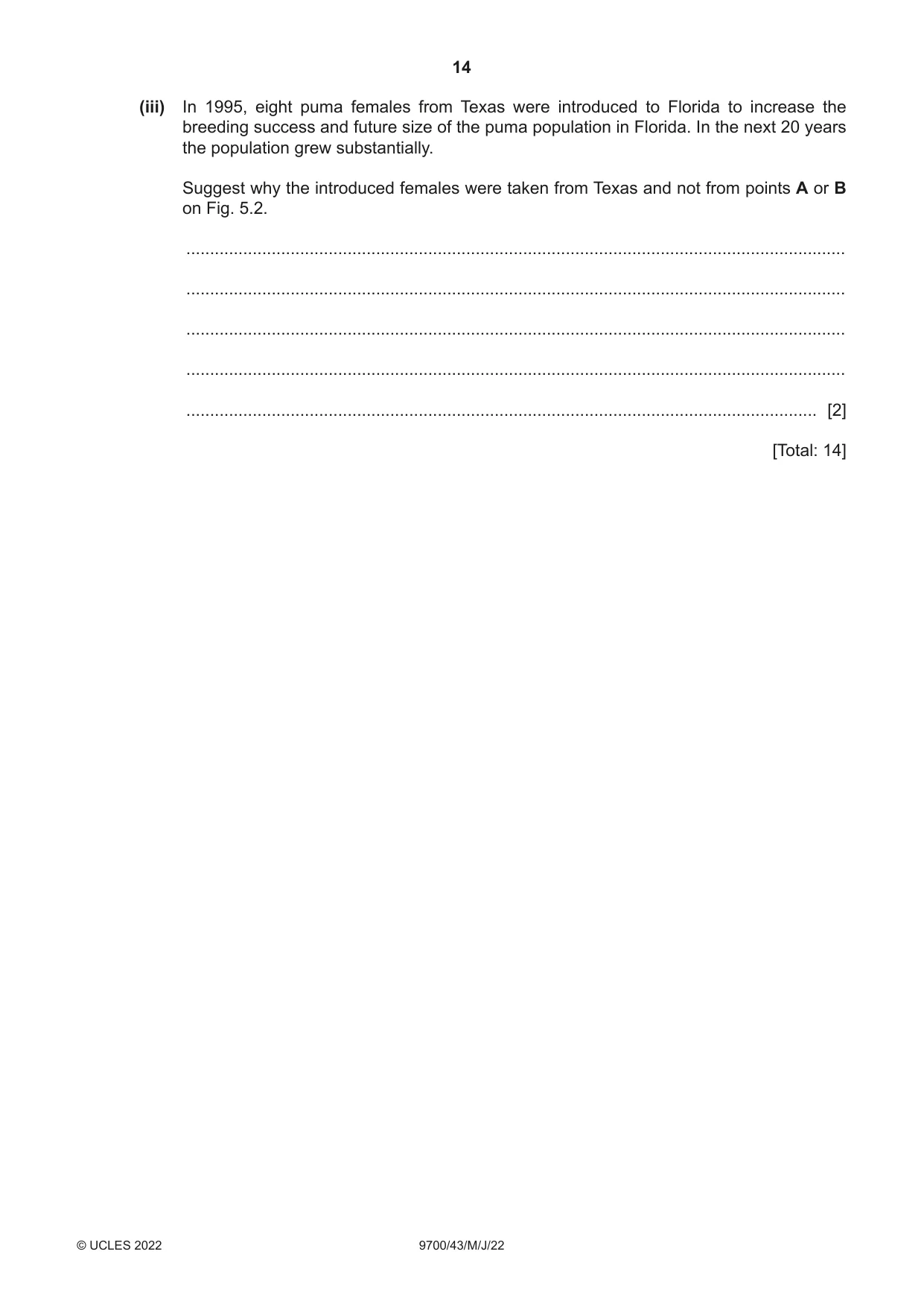 Cambridge A Level Biology 9700 2022 May/June Paper 4 · Variant 3 question paper, page 14 of 24