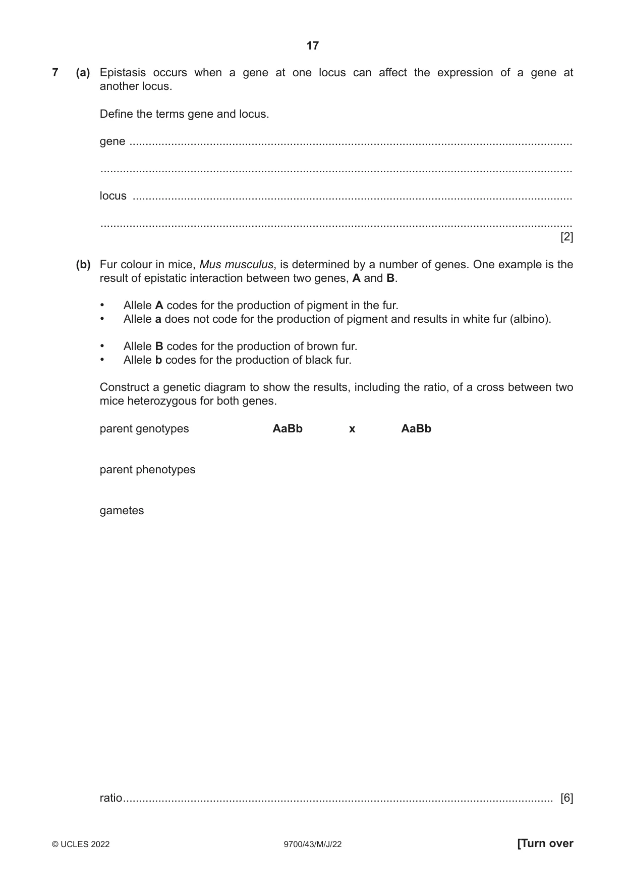 Cambridge A Level Biology 9700 2022 May/June Paper 4 · Variant 3 question paper, page 17 of 24