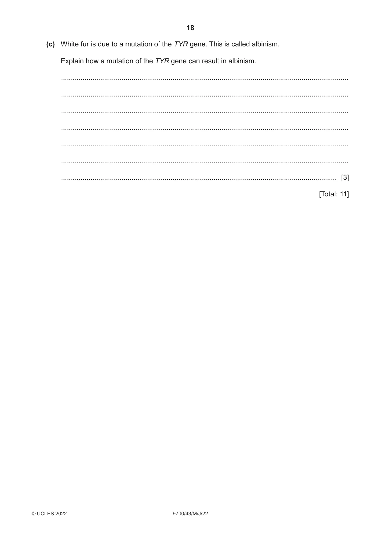 Cambridge A Level Biology 9700 2022 May/June Paper 4 · Variant 3 question paper, page 18 of 24