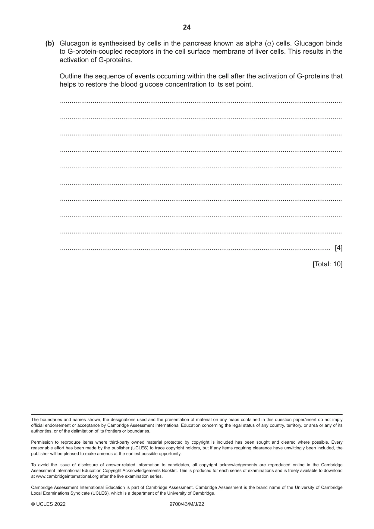 Cambridge A Level Biology 9700 2022 May/June Paper 4 · Variant 3 question paper, page 24 of 24