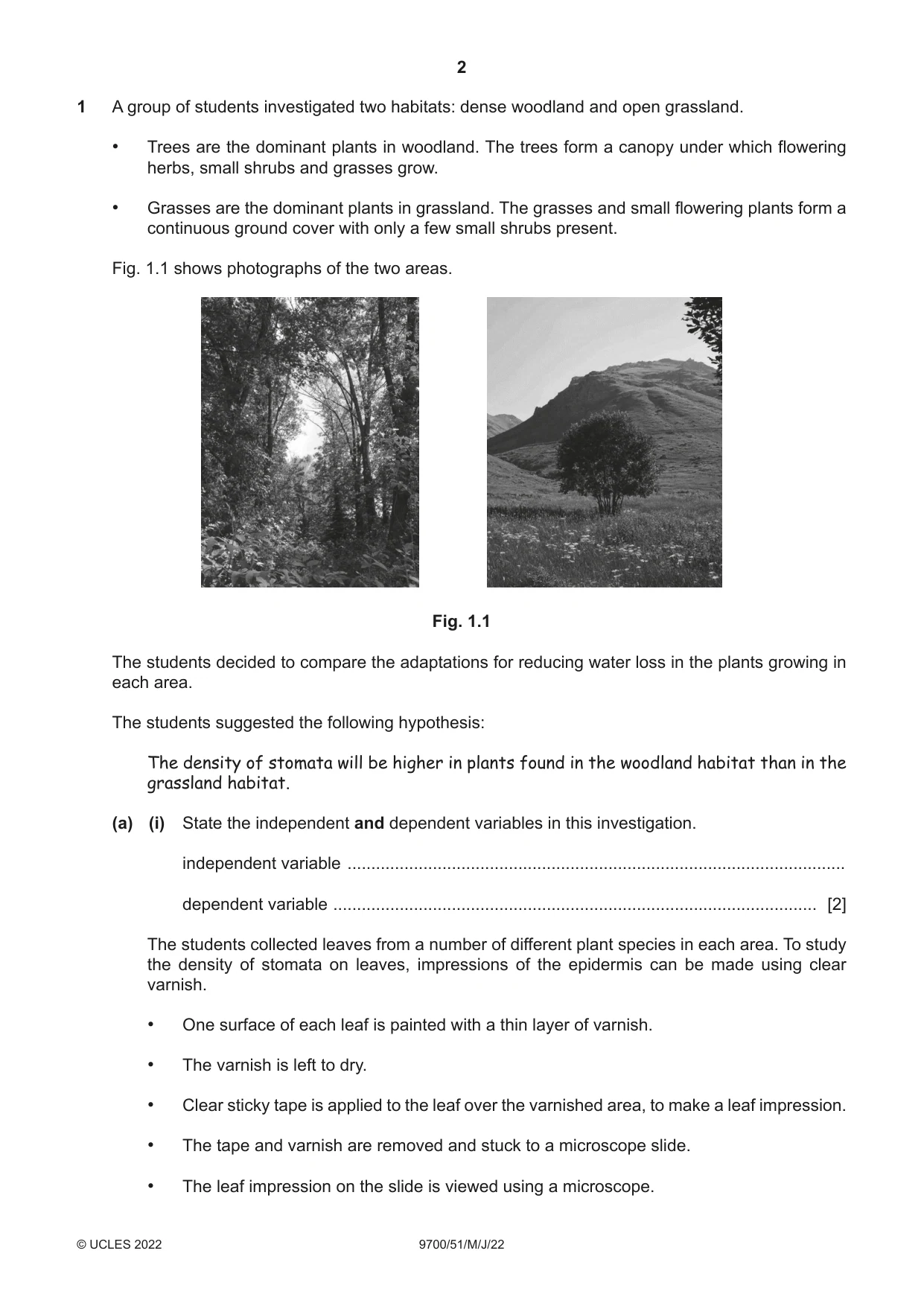 Cambridge A Level Biology 9700 2022 May/June Paper 5 · Variant 1 question paper, page 2 of 16