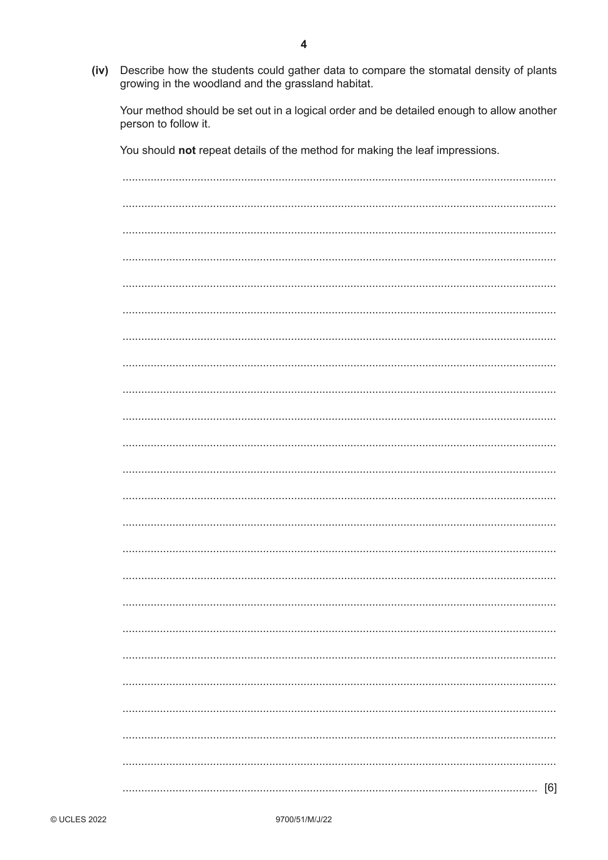 Cambridge A Level Biology 9700 2022 May/June Paper 5 · Variant 1 question paper, page 4 of 16