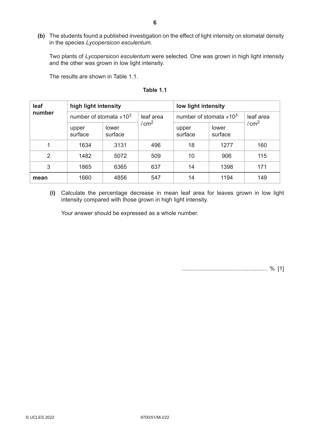 Cambridge A Level Biology 9700 2022 May/June Paper 5 · Variant 1 question paper, page 6 of 16