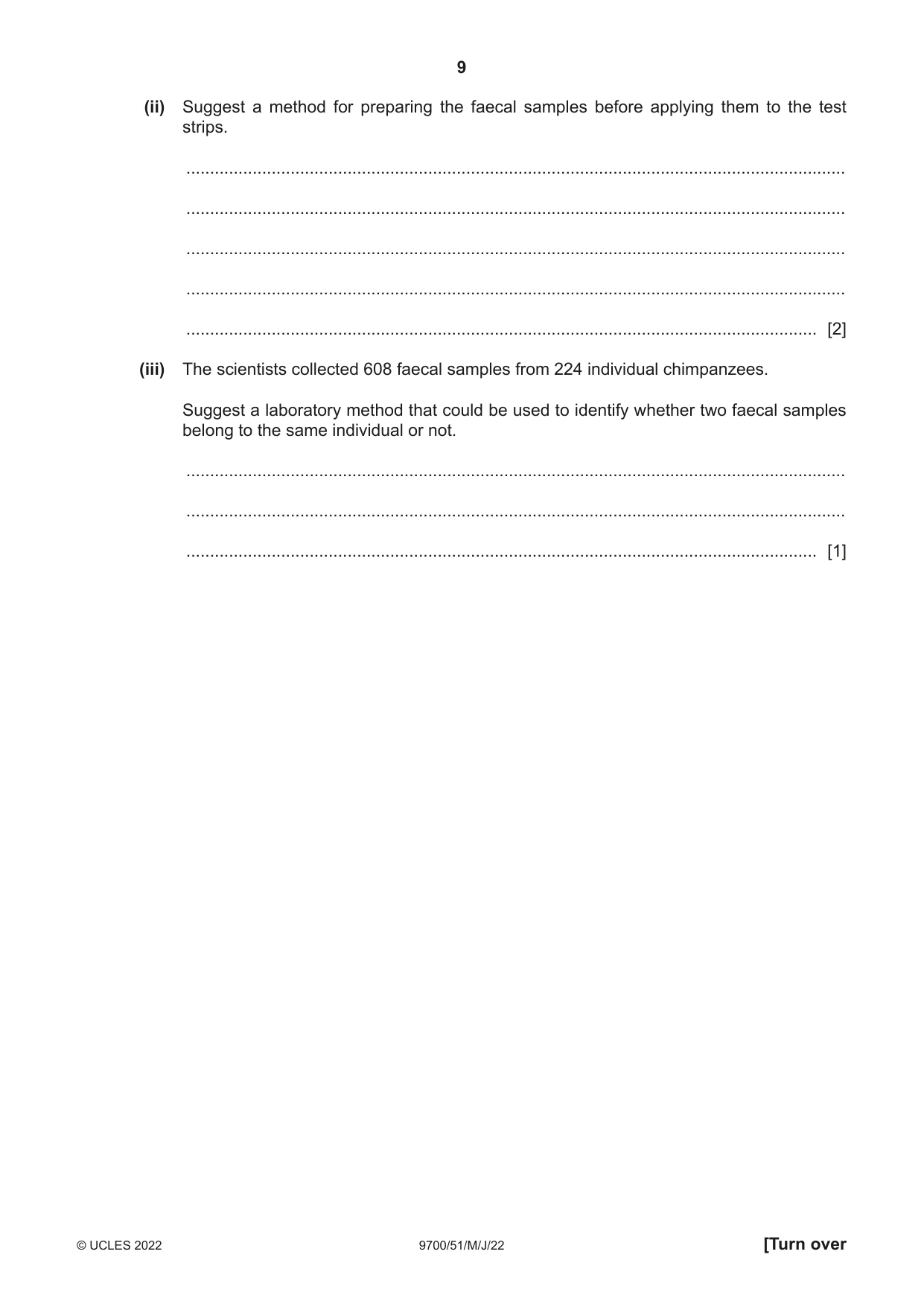 Cambridge A Level Biology 9700 2022 May/June Paper 5 · Variant 1 question paper, page 9 of 16