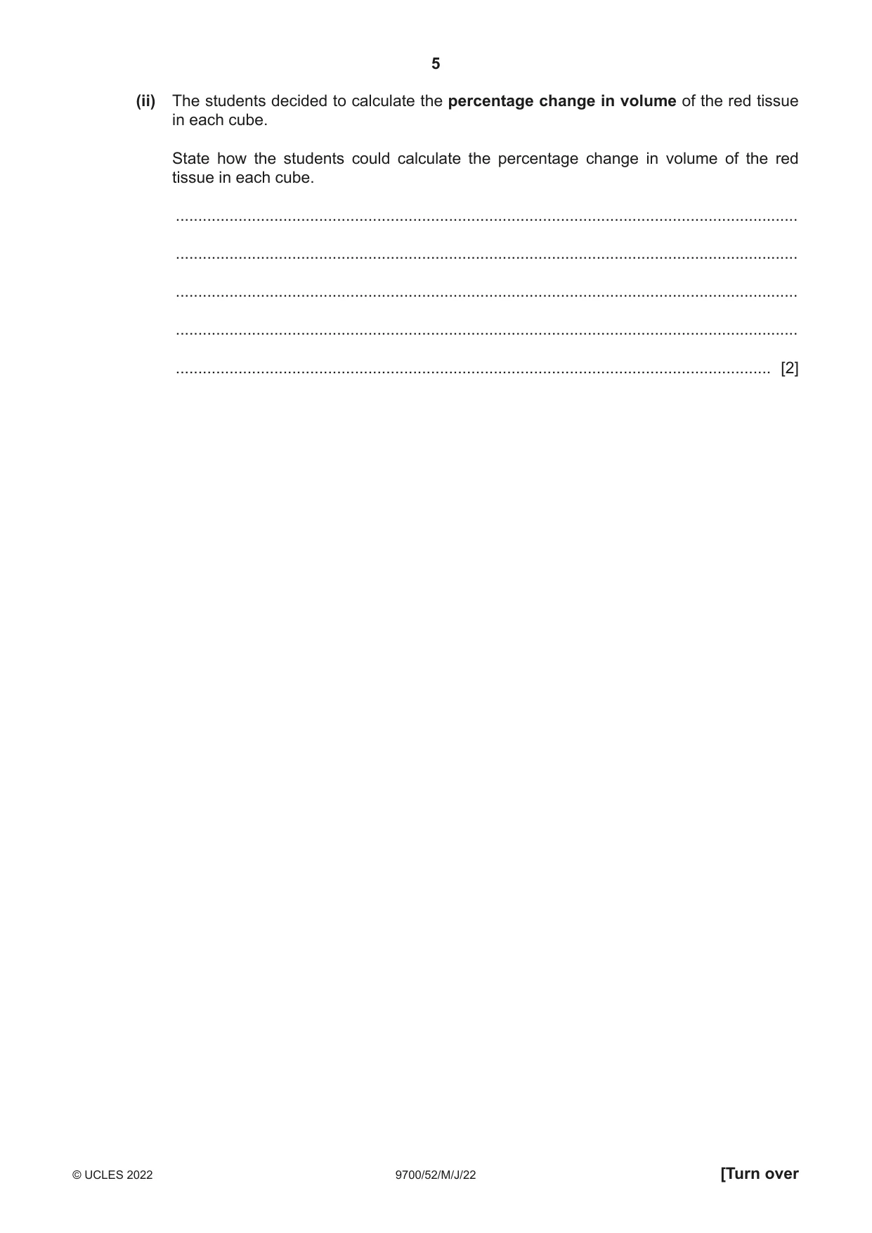 Cambridge A Level Biology 9700 2022 May/June Paper 5 · Variant 2 question paper, page 5 of 16