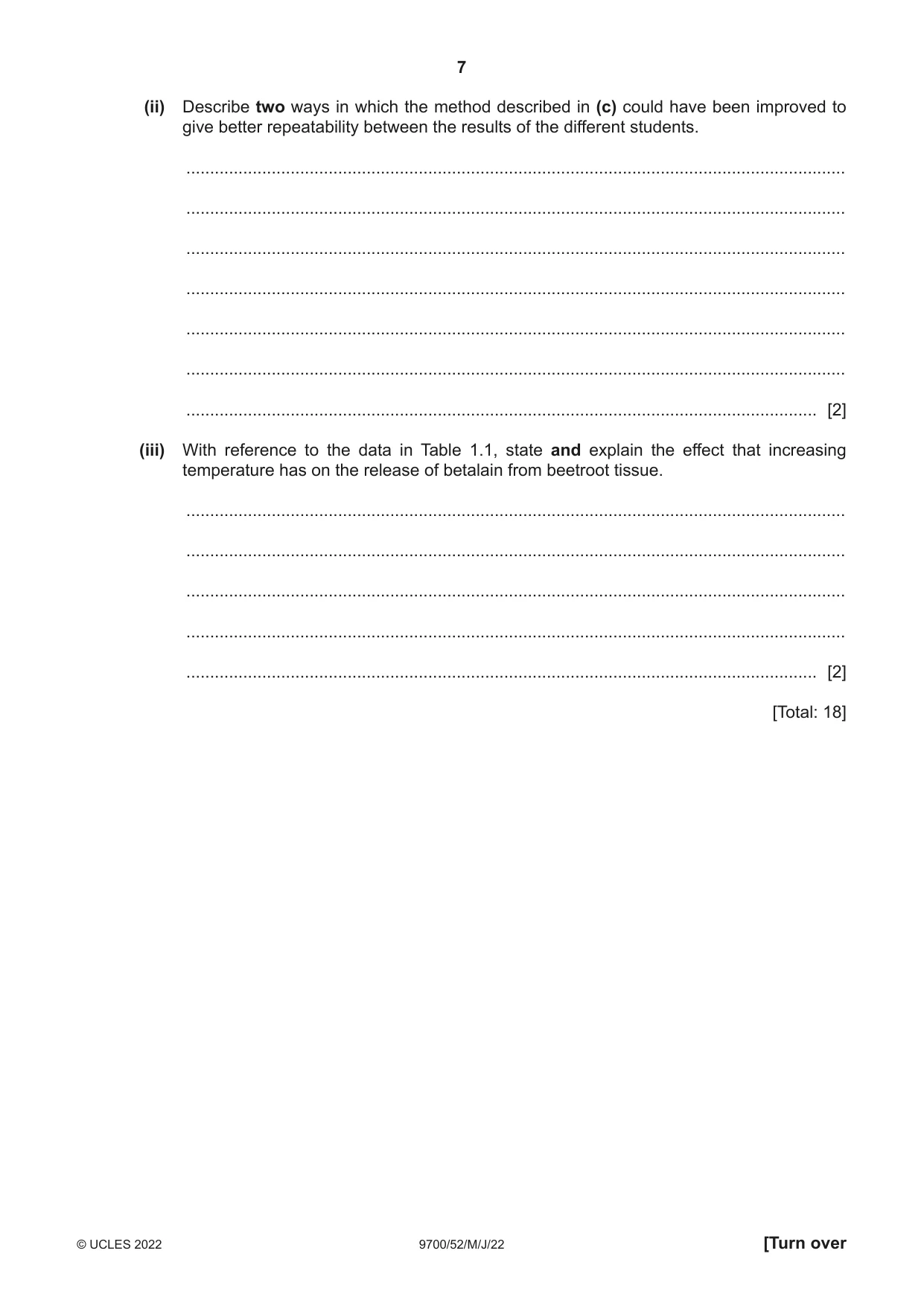 Cambridge A Level Biology 9700 2022 May/June Paper 5 · Variant 2 question paper, page 7 of 16