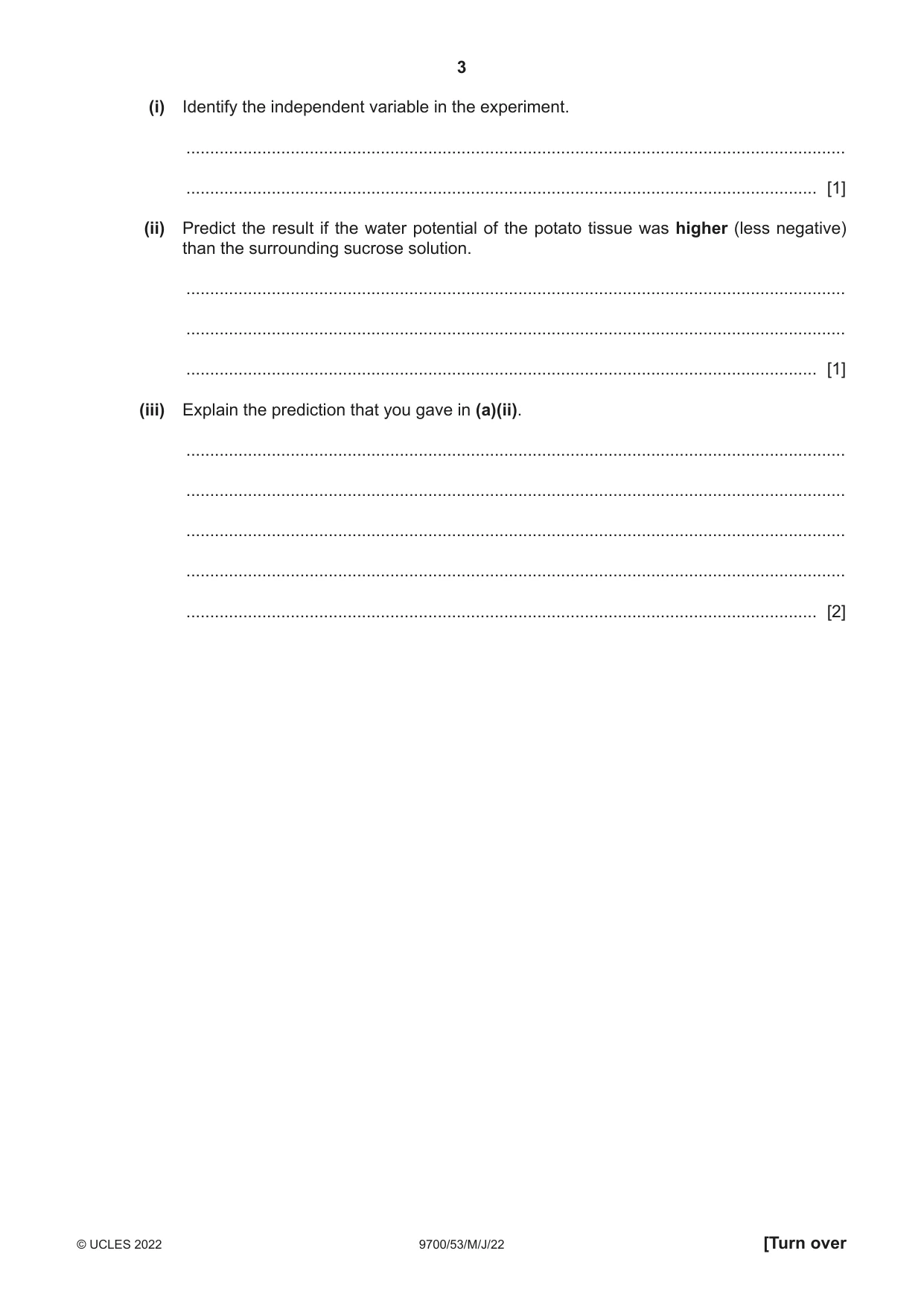 Cambridge A Level Biology 9700 2022 May/June Paper 5 · Variant 3 question paper, page 3 of 12