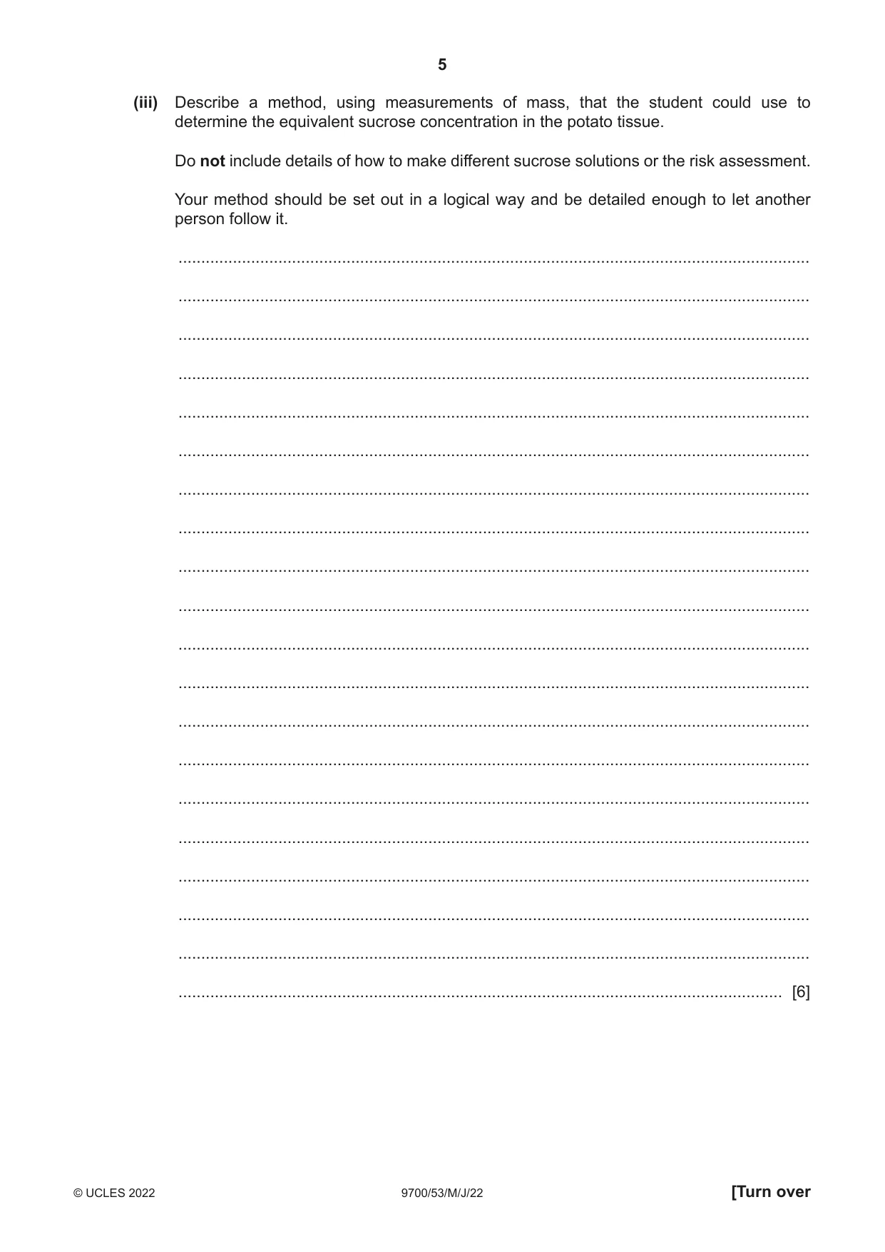 Cambridge A Level Biology 9700 2022 May/June Paper 5 · Variant 3 question paper, page 5 of 12
