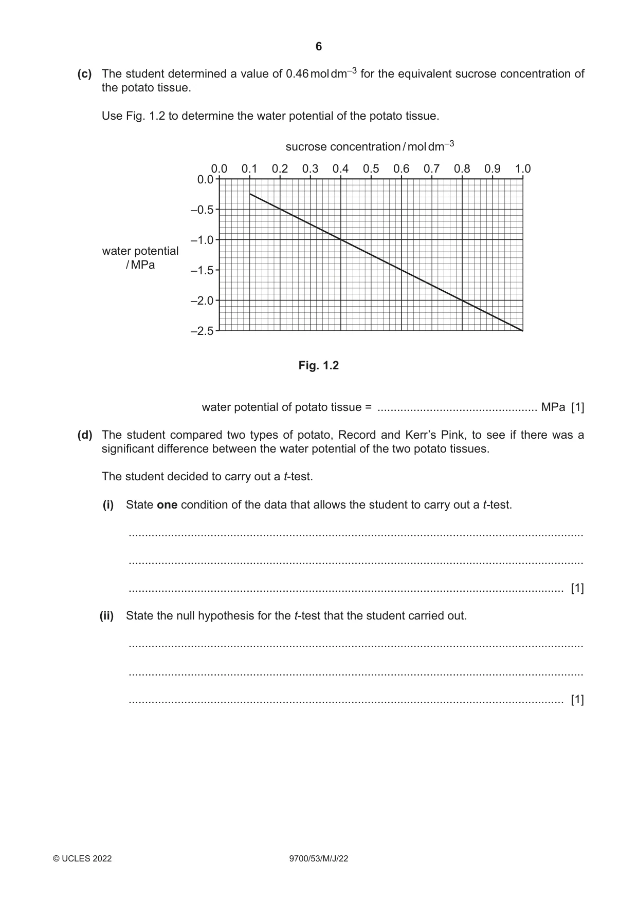 Cambridge A Level Biology 9700 2022 May/June Paper 5 · Variant 3 question paper, page 6 of 12
