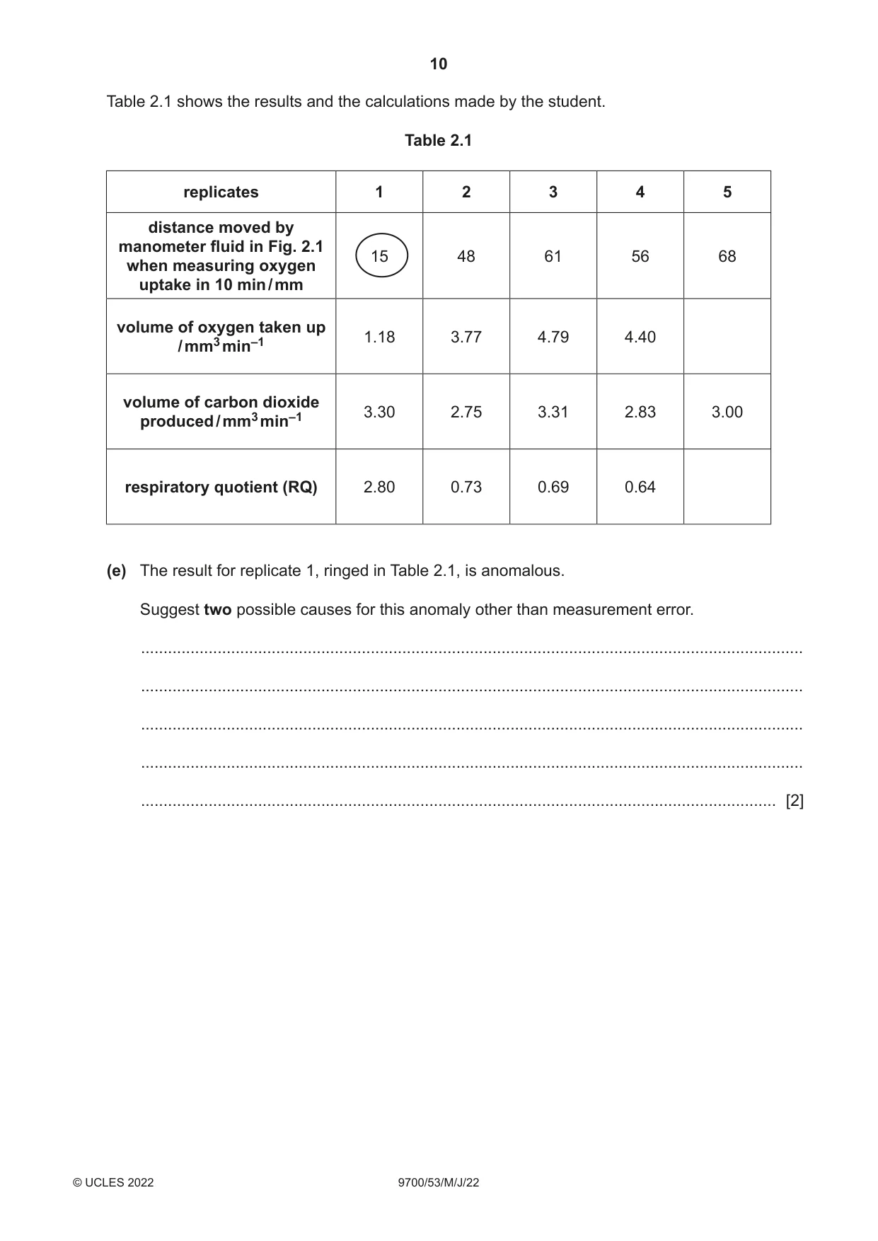 Cambridge A Level Biology 9700 2022 May/June Paper 5 · Variant 3 question paper, page 10 of 12