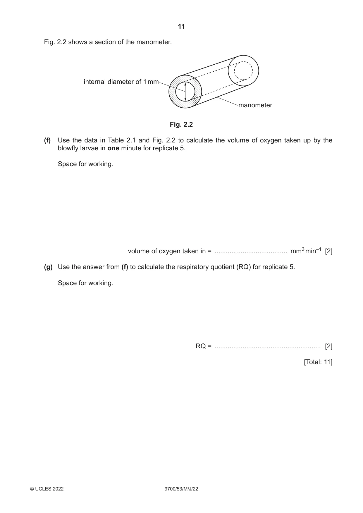 Cambridge A Level Biology 9700 2022 May/June Paper 5 · Variant 3 question paper, page 11 of 12