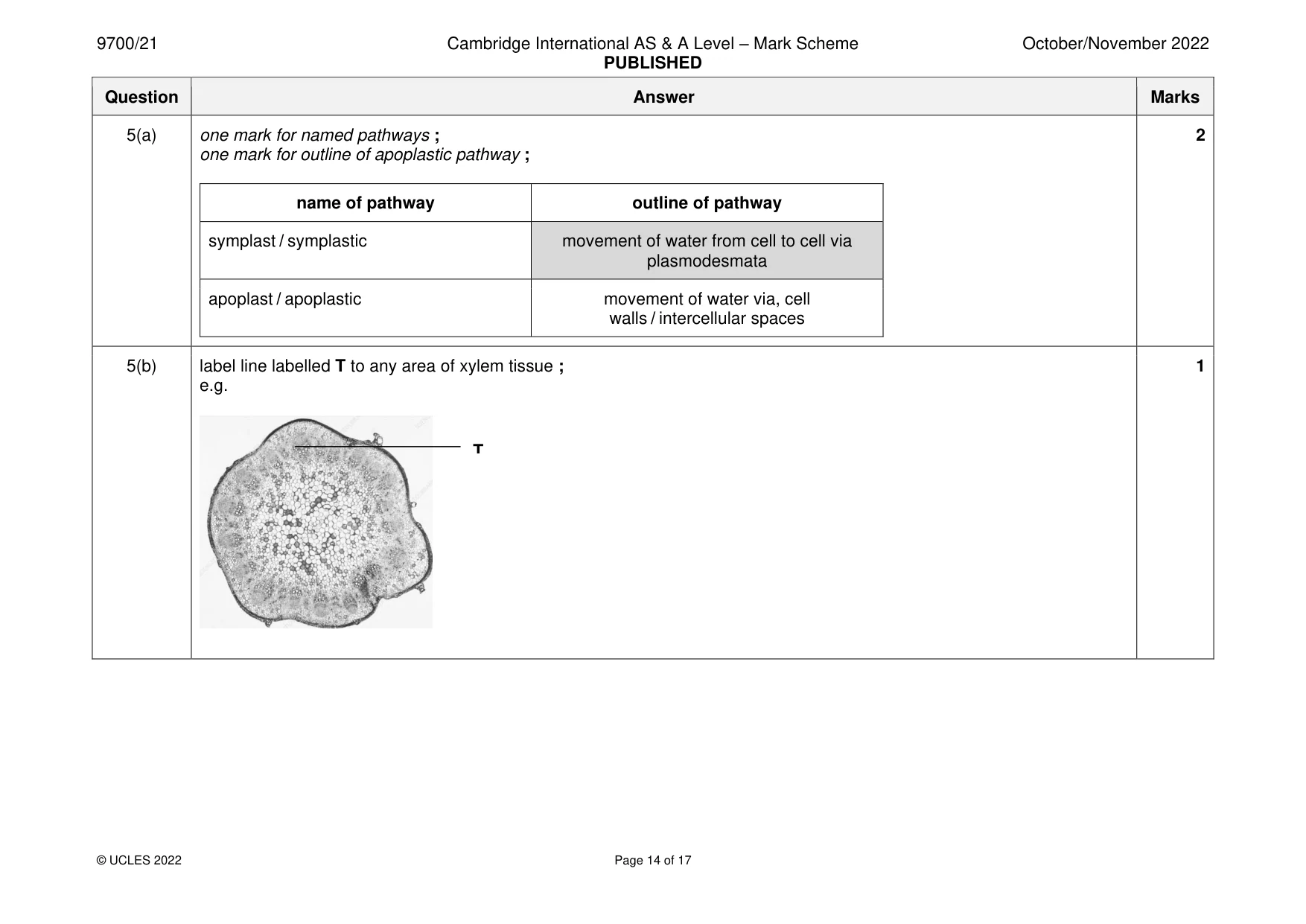Mark scheme, page 14 of 17