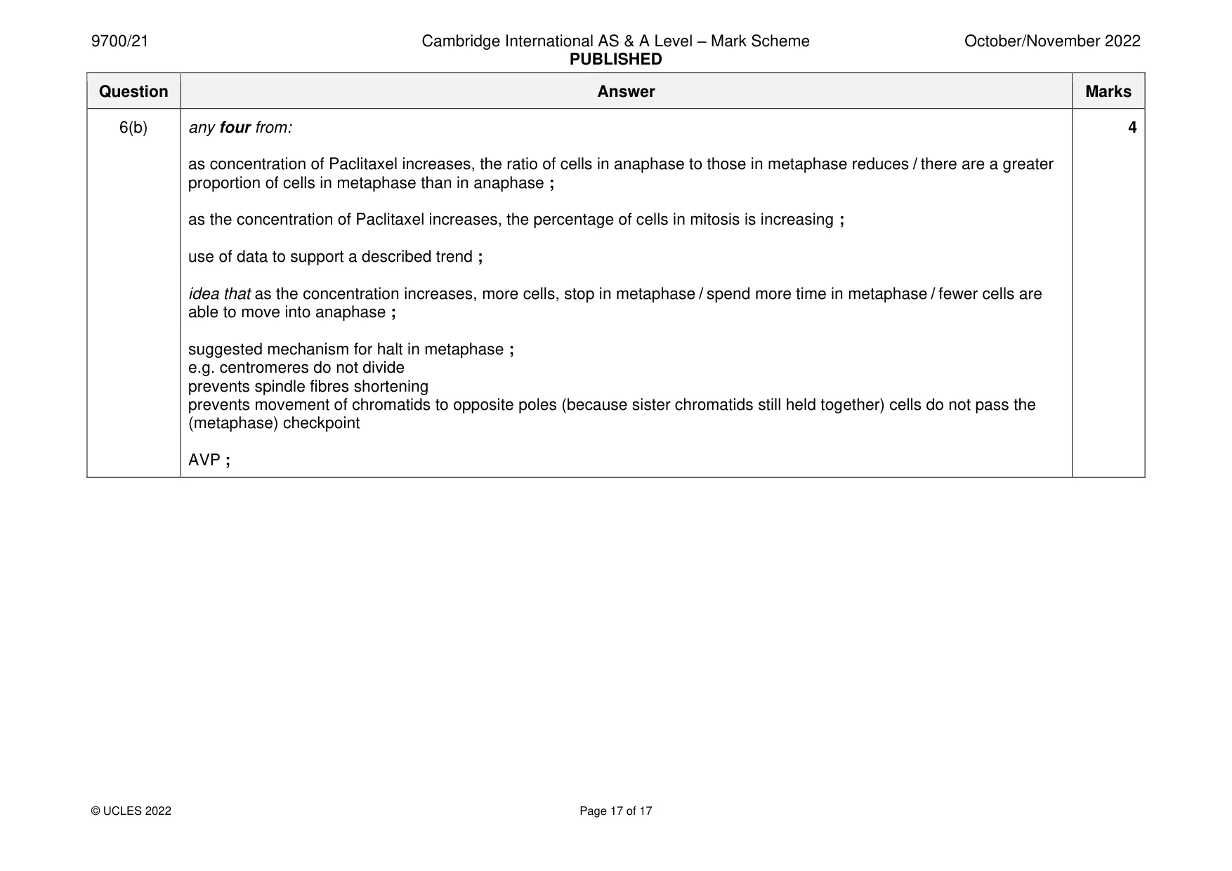 Mark scheme, page 17 of 17