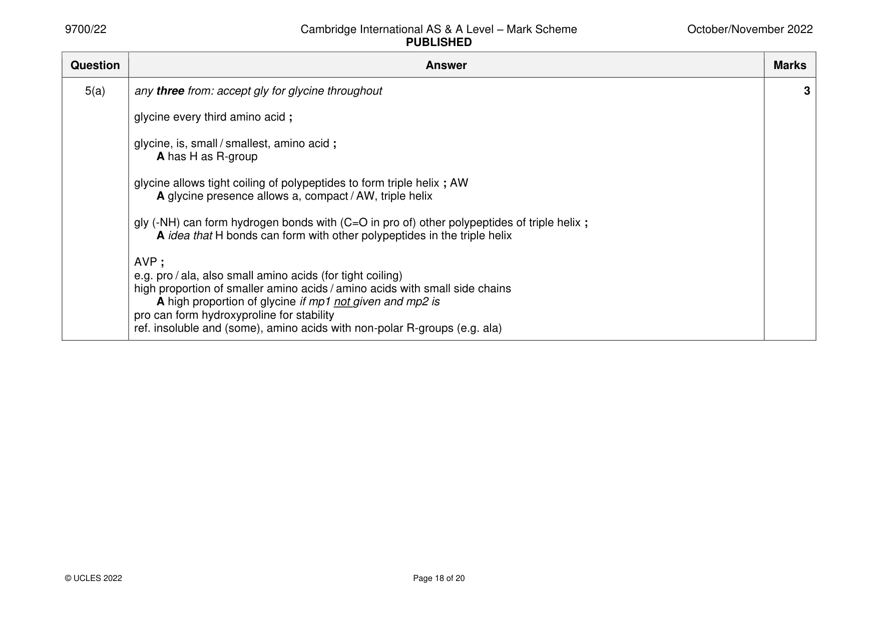 Mark scheme, page 18 of 20