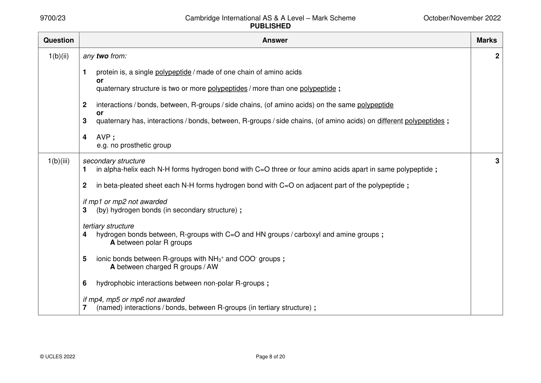 Mark scheme, page 8 of 20