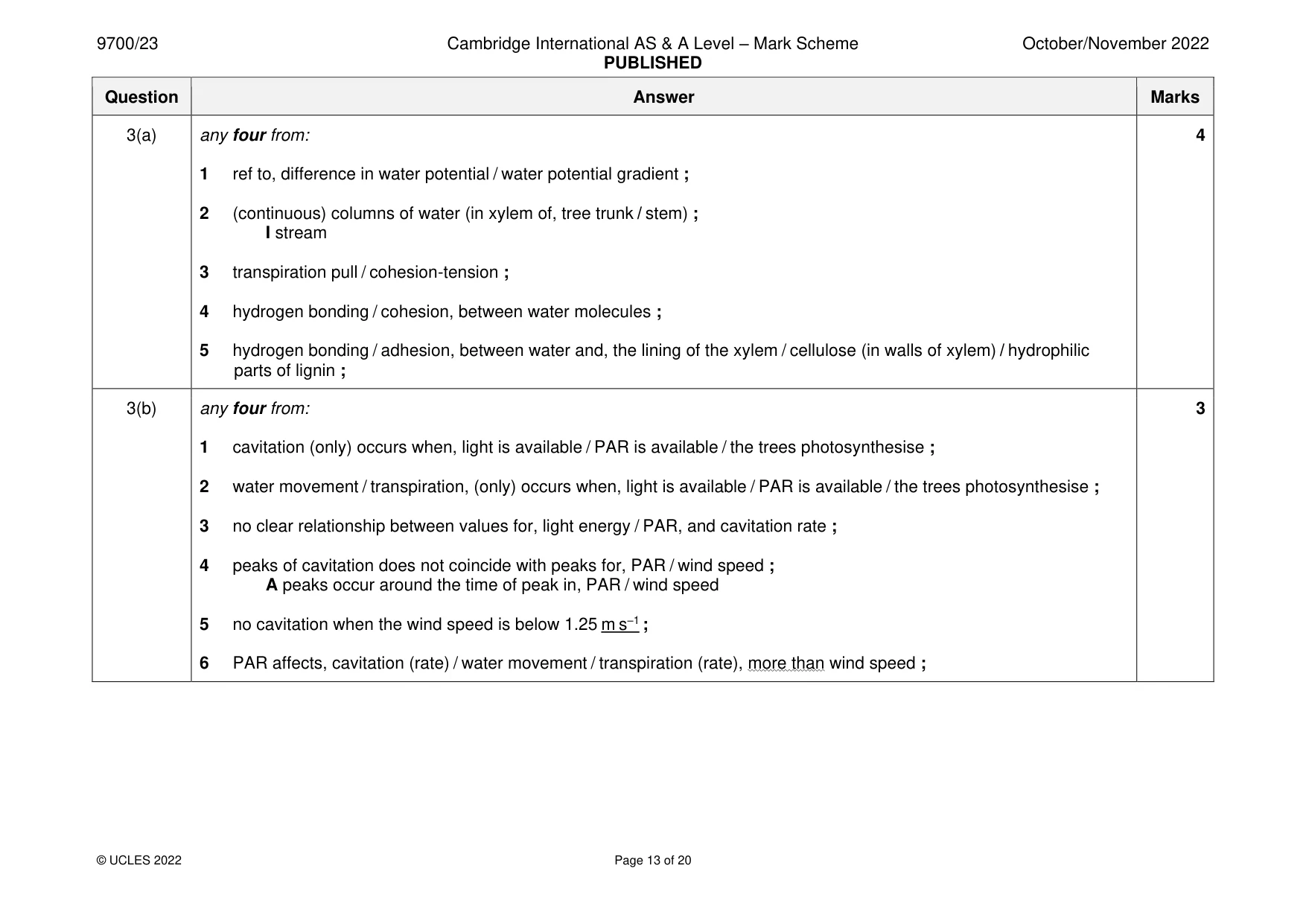 Mark scheme, page 13 of 20