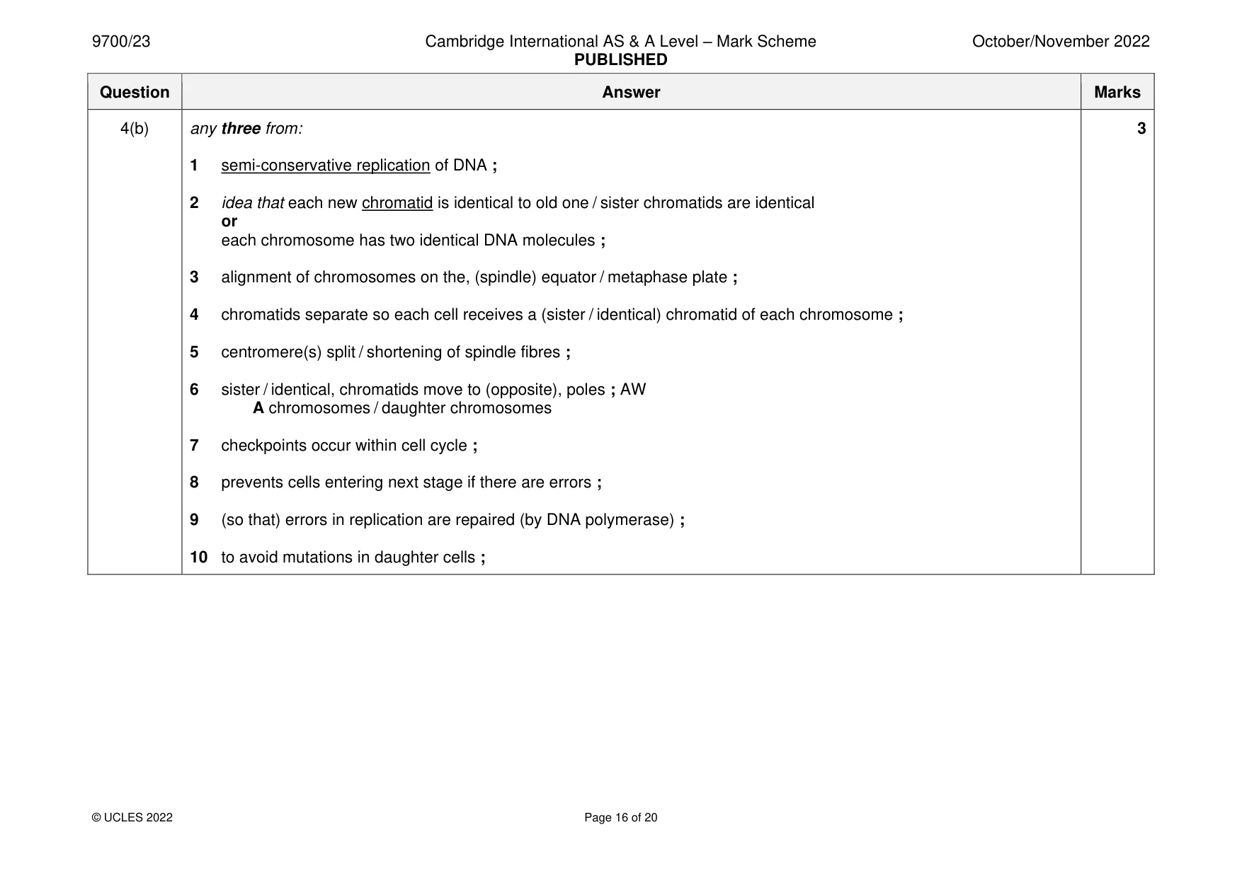 Mark scheme, page 16 of 20
