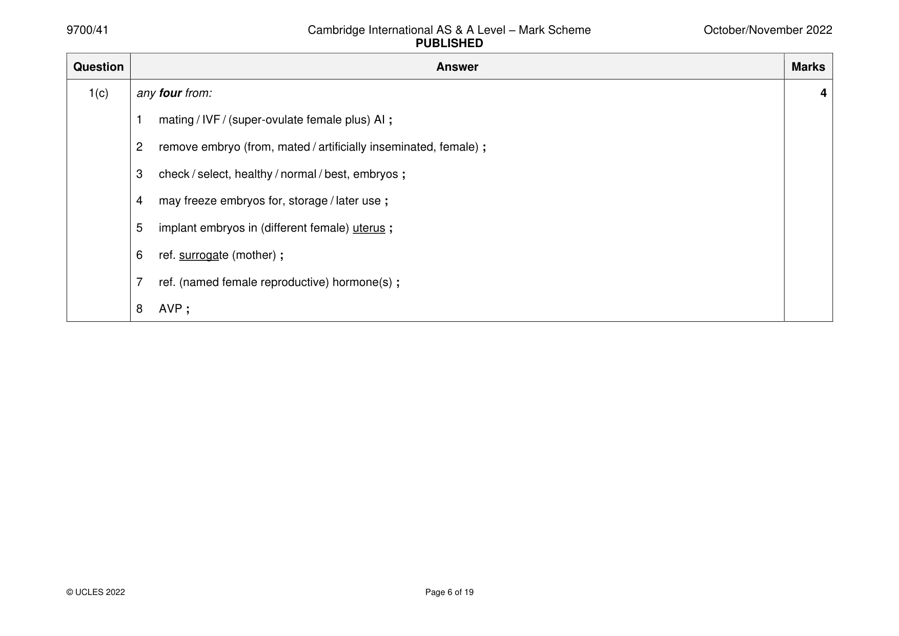 Mark scheme, page 6 of 19
