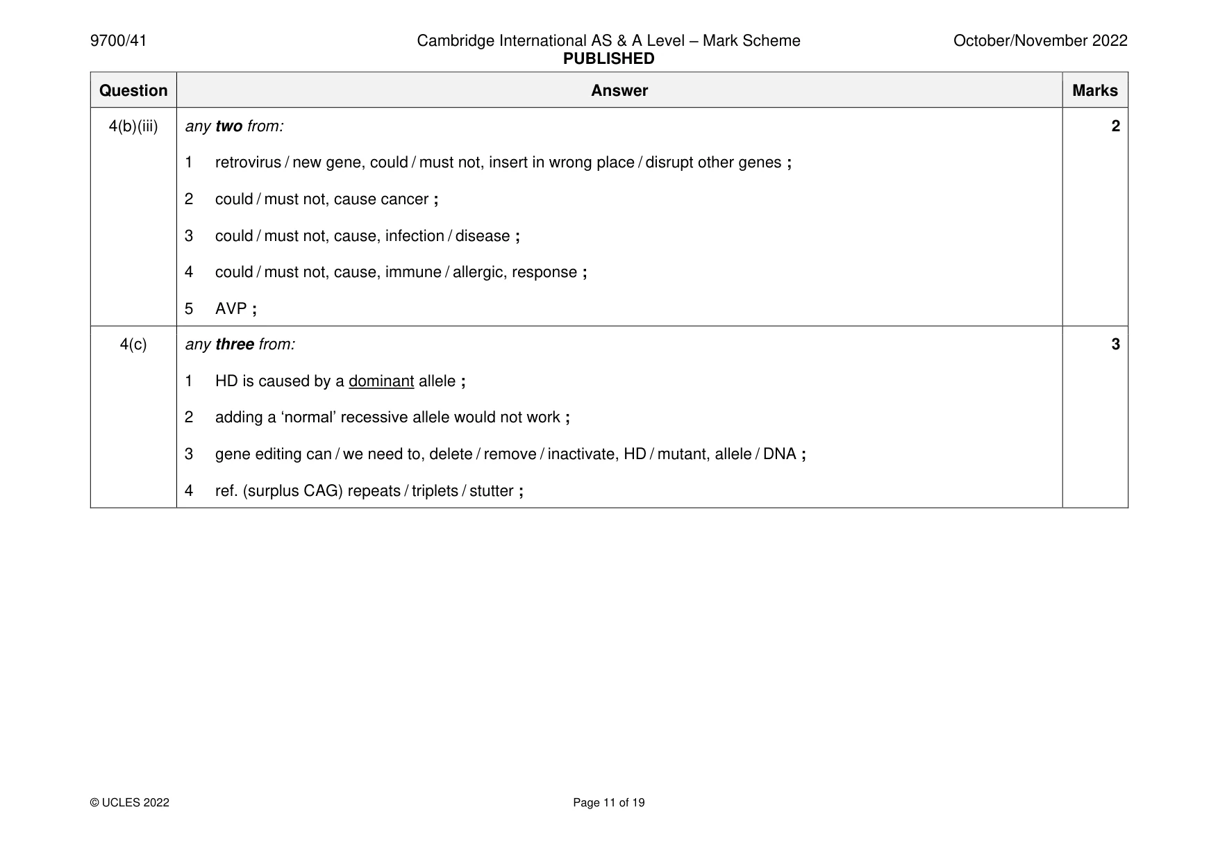 Mark scheme, page 11 of 19