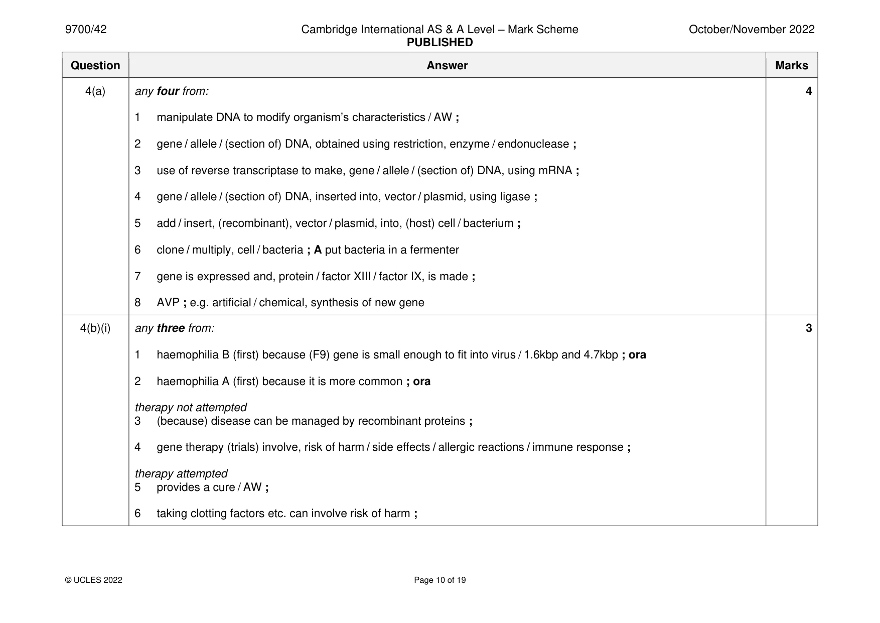 Mark scheme, page 10 of 19
