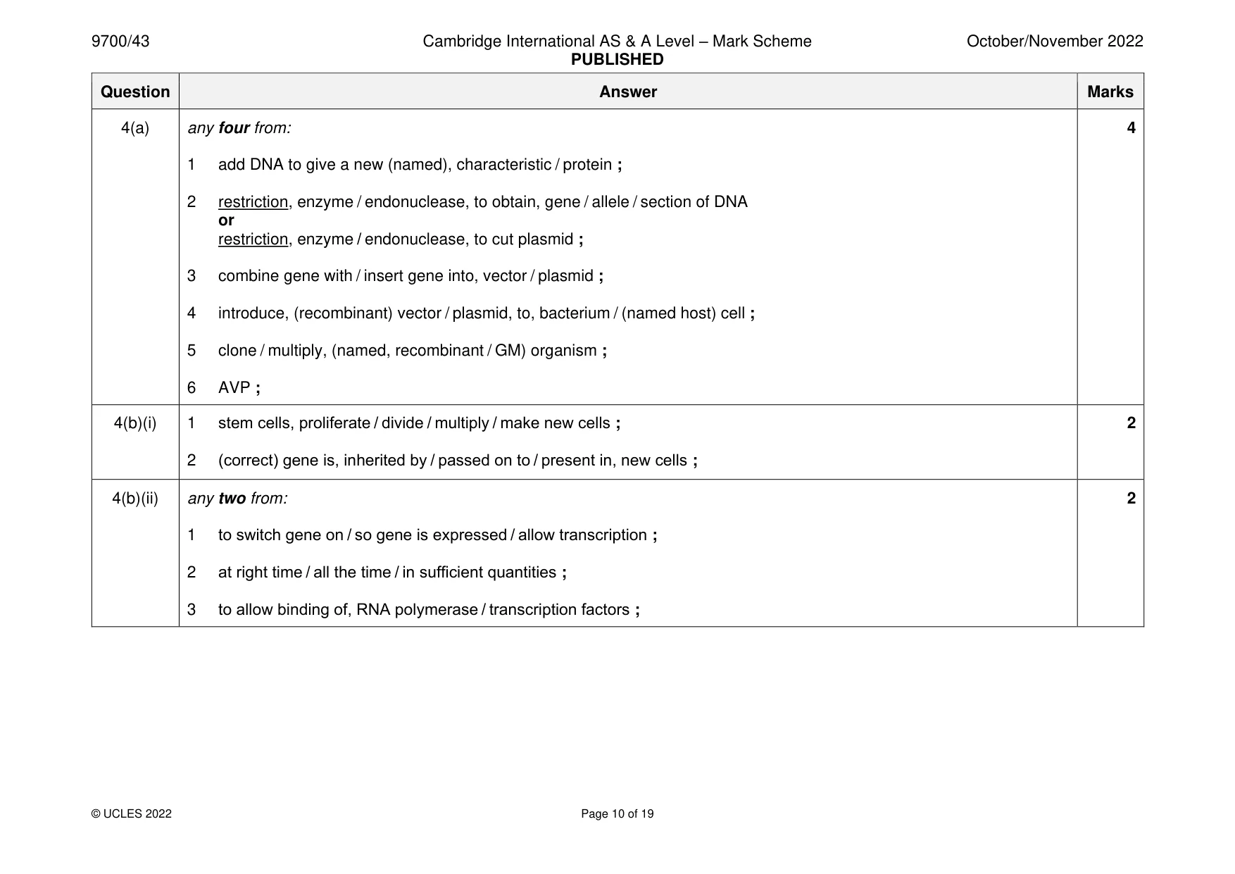 Mark scheme, page 10 of 19