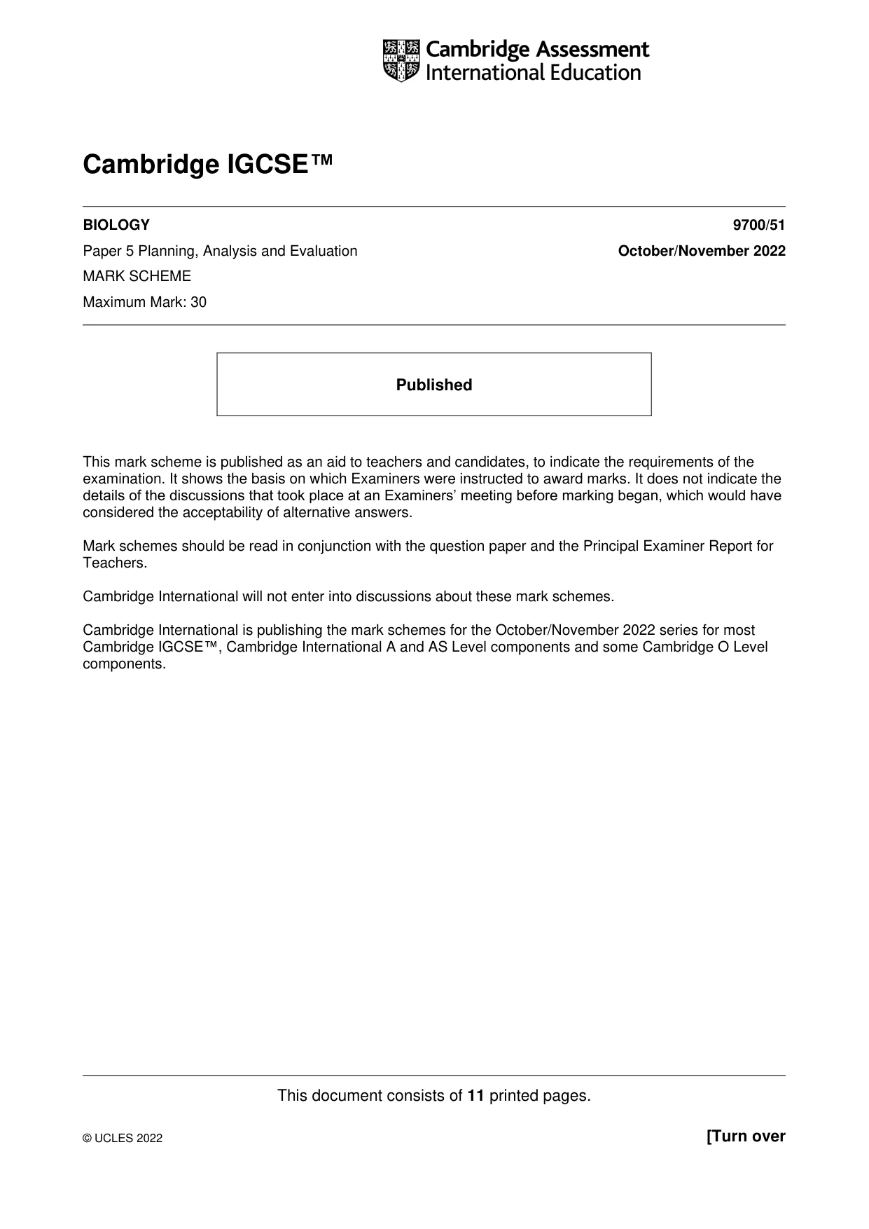 Mark scheme, page 1 of 11