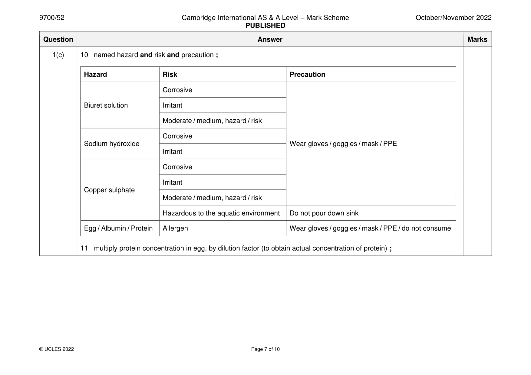 Mark scheme, page 7 of 10