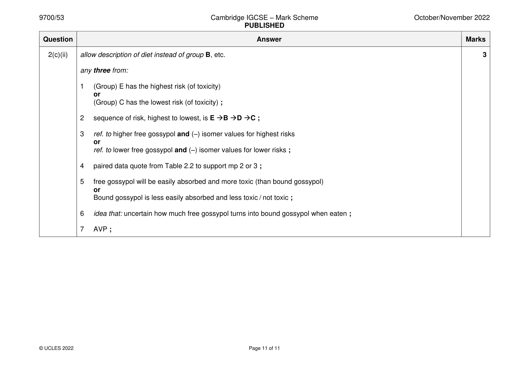 Mark scheme, page 11 of 11