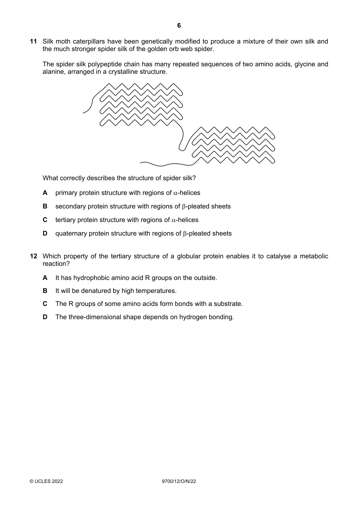 Cambridge A Level Biology 9700 2022 Oct/Nov Paper 1 · Variant 2 question paper, page 6 of 16