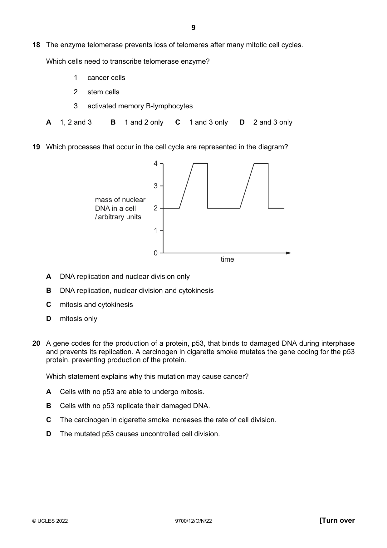 Cambridge A Level Biology 9700 2022 Oct/Nov Paper 1 · Variant 2 question paper, page 9 of 16