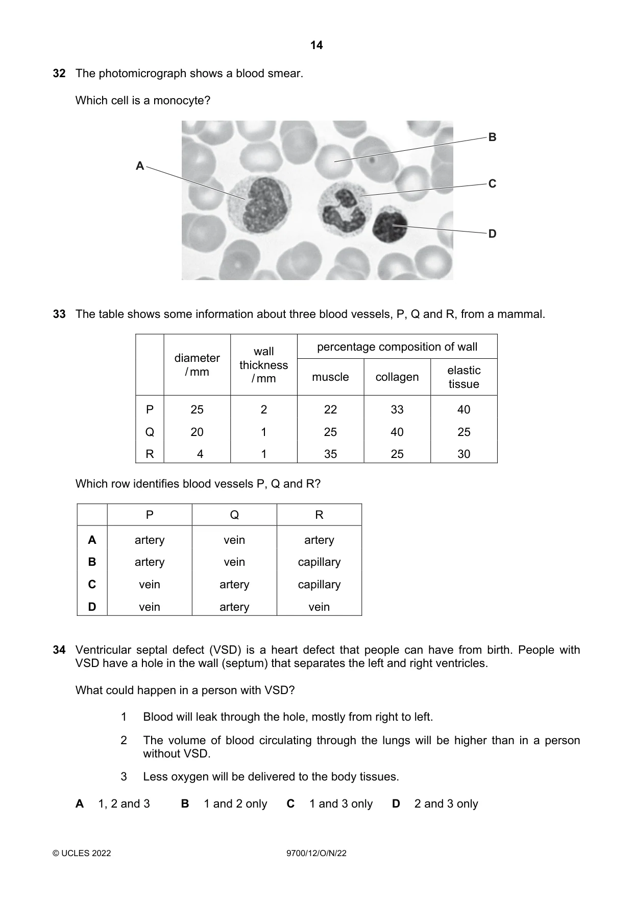 Cambridge A Level Biology 9700 2022 Oct/Nov Paper 1 · Variant 2 question paper, page 14 of 16