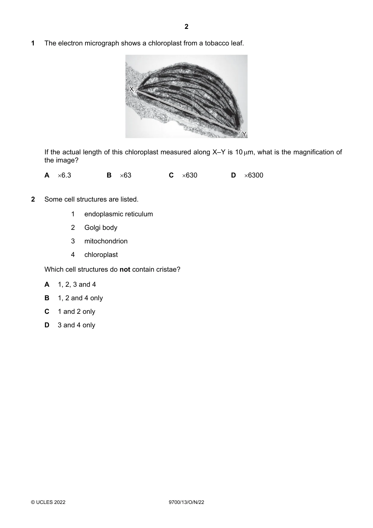 Cambridge A Level Biology 9700 2022 Oct/Nov Paper 1 · Variant 3 question paper, page 2 of 20