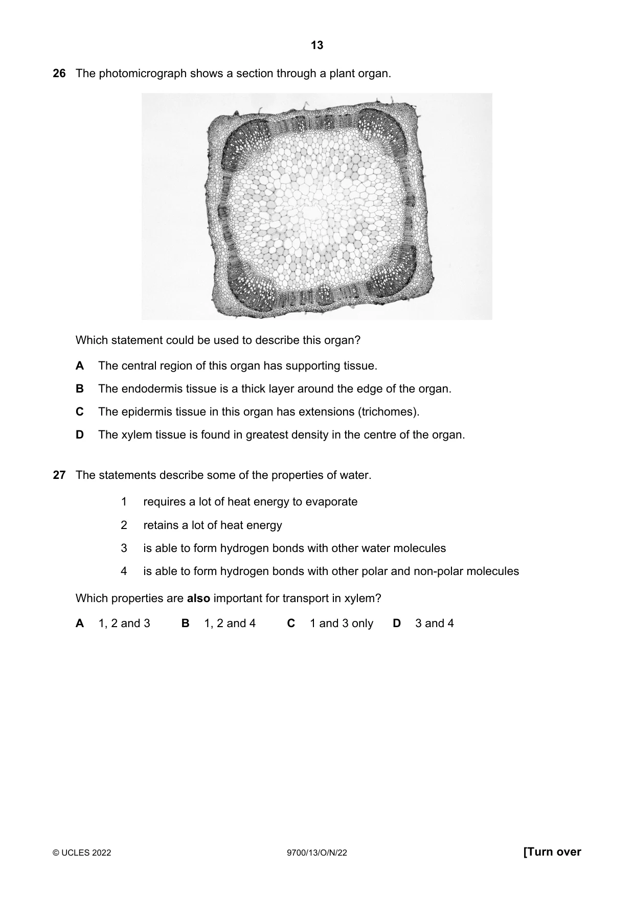 Cambridge A Level Biology 9700 2022 Oct/Nov Paper 1 · Variant 3 question paper, page 13 of 20