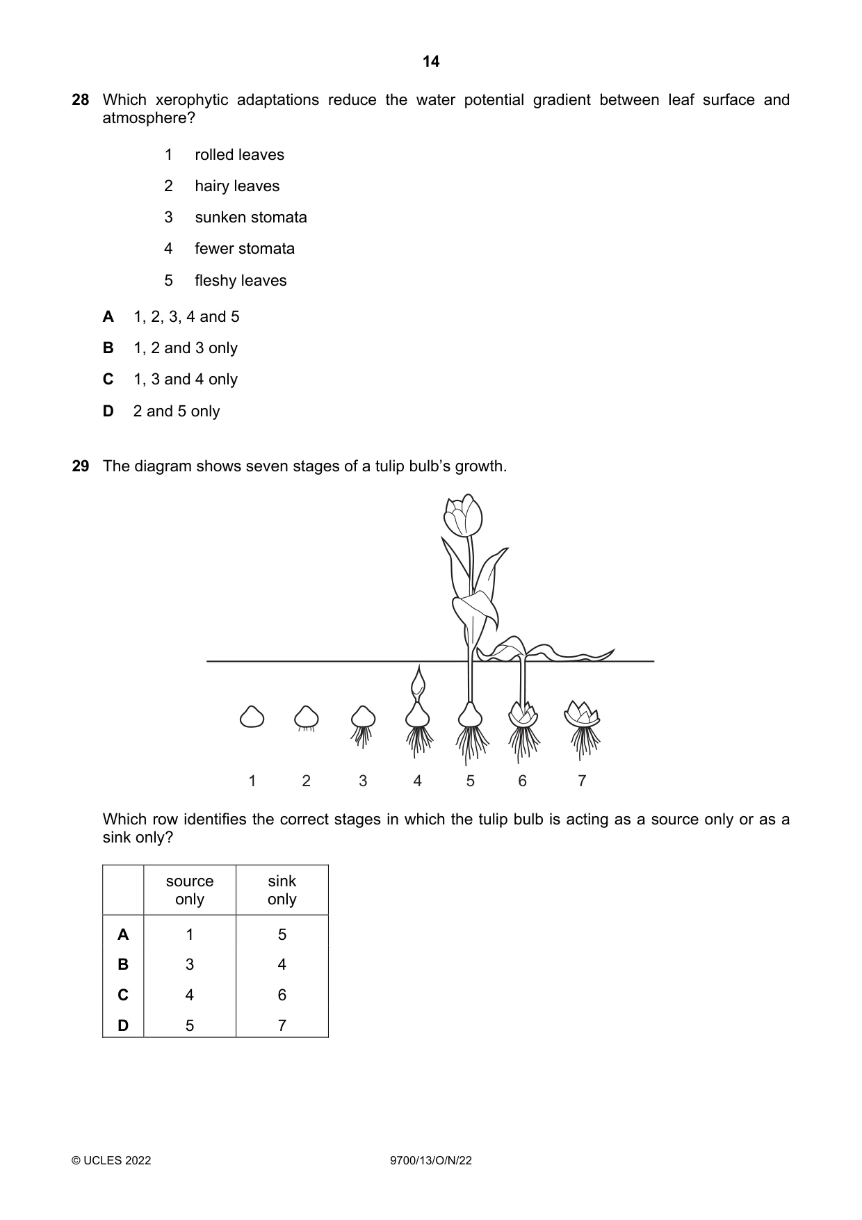 Cambridge A Level Biology 9700 2022 Oct/Nov Paper 1 · Variant 3 question paper, page 14 of 20