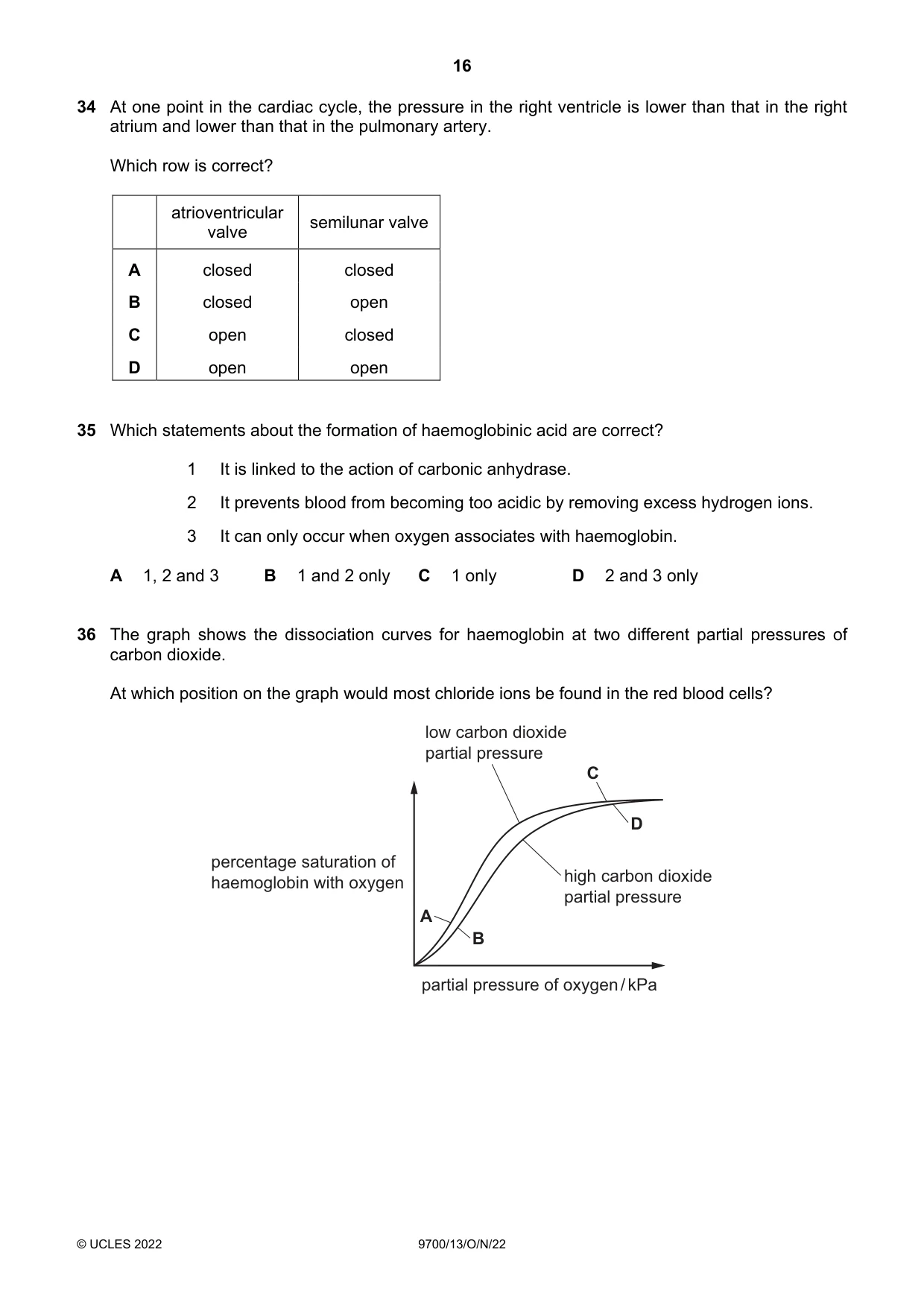 Cambridge A Level Biology 9700 2022 Oct/Nov Paper 1 · Variant 3 question paper, page 16 of 20