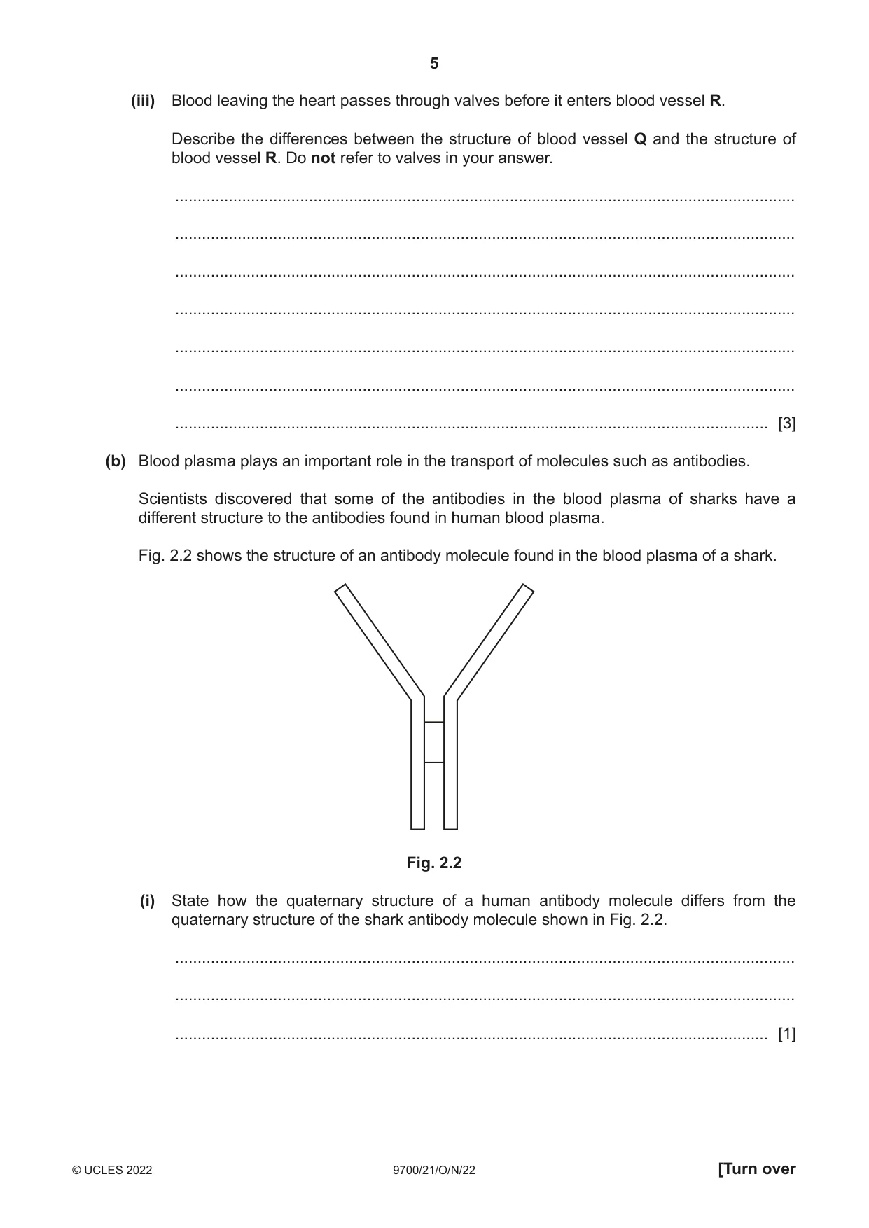Cambridge A Level Biology 9700 2022 Oct/Nov Paper 2 · Variant 1 question paper, page 5 of 20