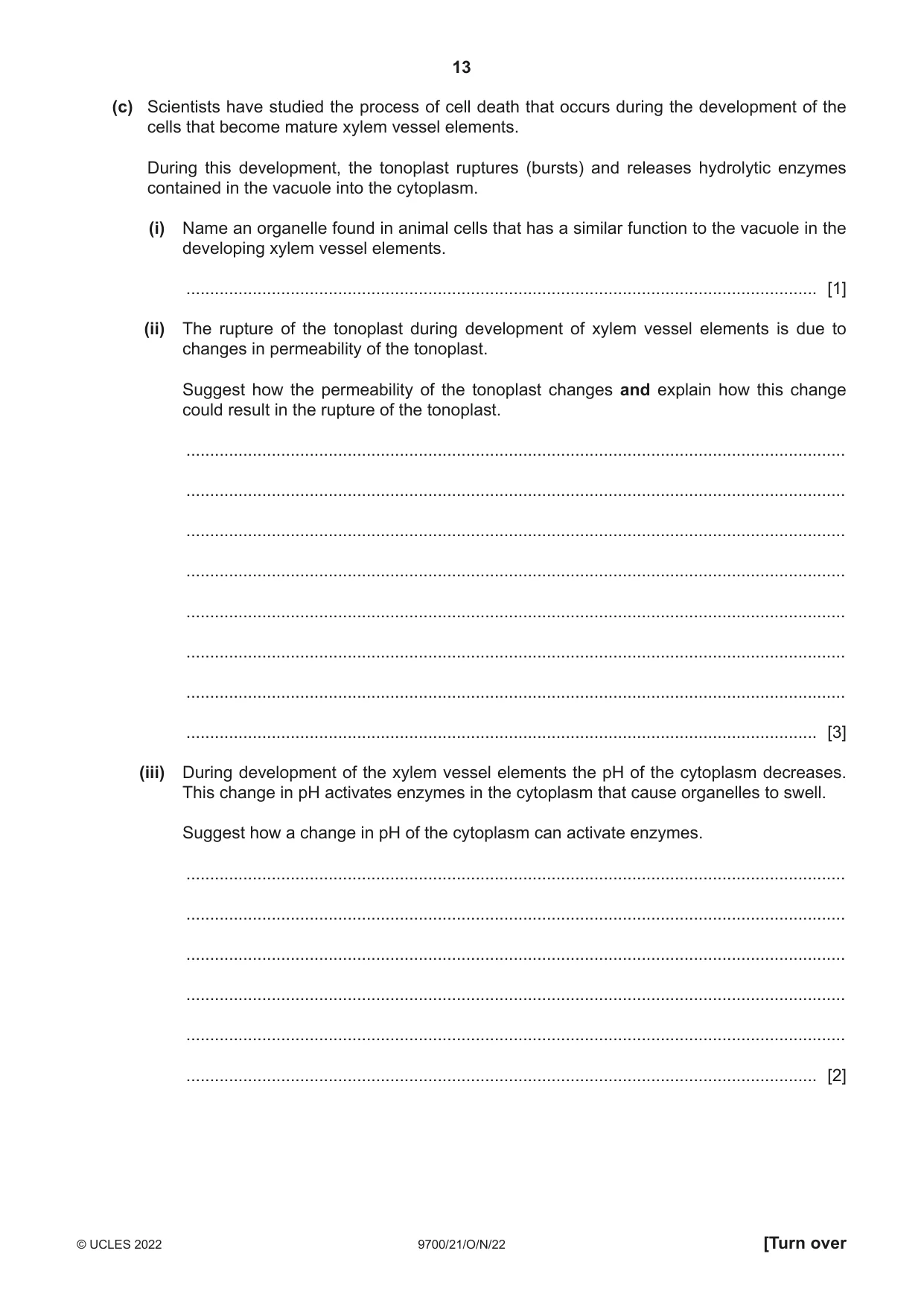 Cambridge A Level Biology 9700 2022 Oct/Nov Paper 2 · Variant 1 question paper, page 13 of 20