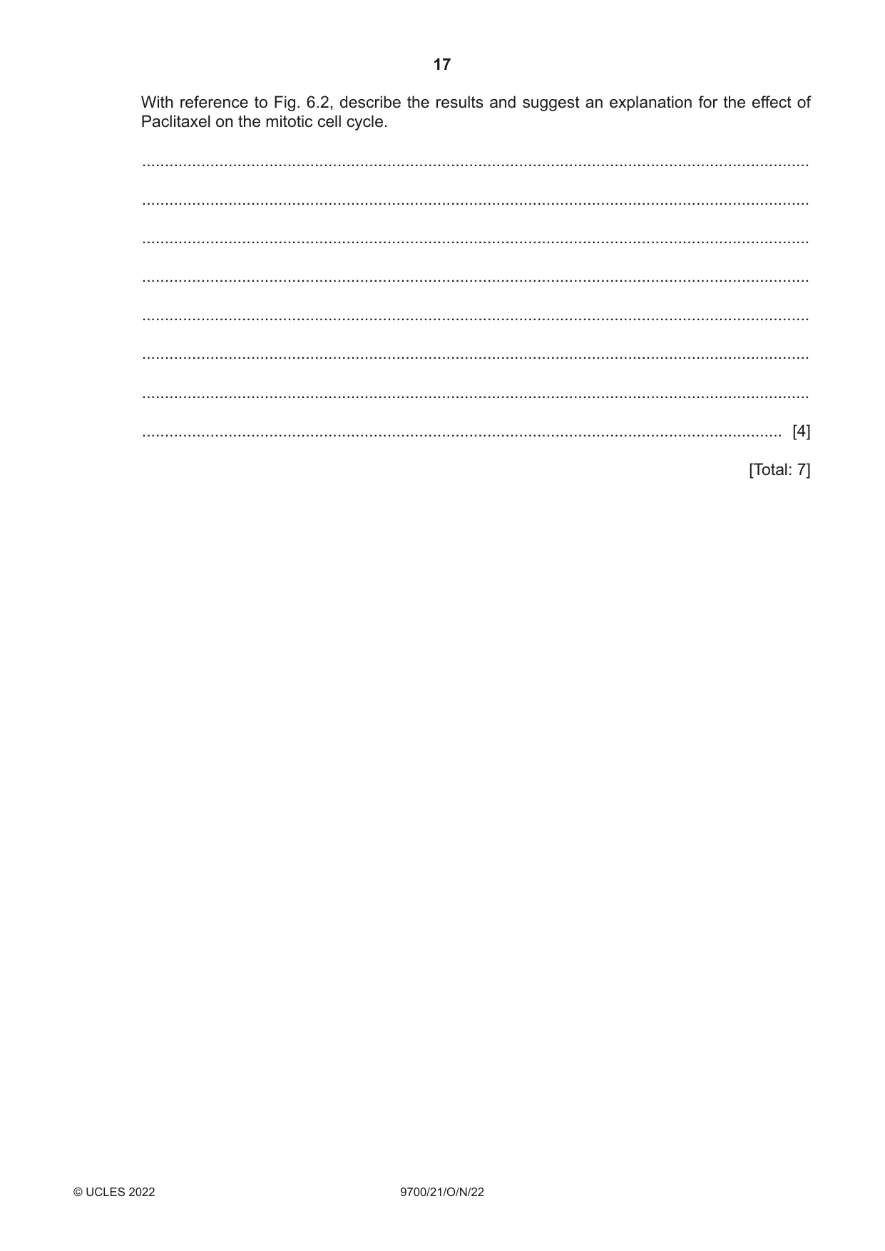 Cambridge A Level Biology 9700 2022 Oct/Nov Paper 2 · Variant 1 question paper, page 17 of 20