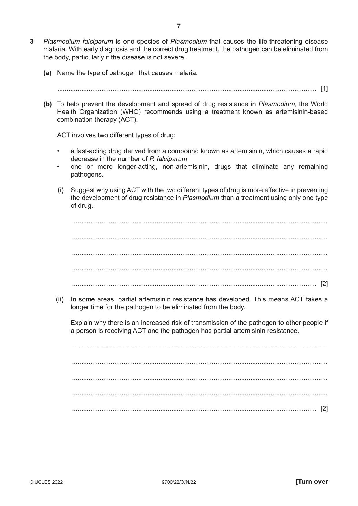 Cambridge A Level Biology 9700 2022 Oct/Nov Paper 2 · Variant 2 question paper, page 7 of 16