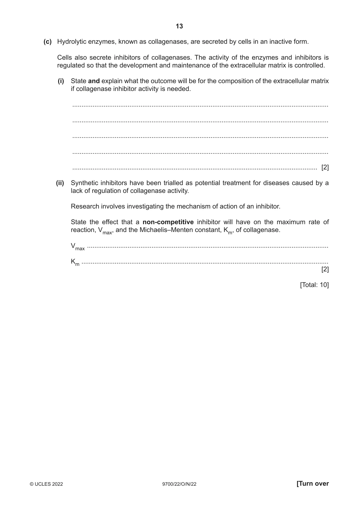 Cambridge A Level Biology 9700 2022 Oct/Nov Paper 2 · Variant 2 question paper, page 13 of 16
