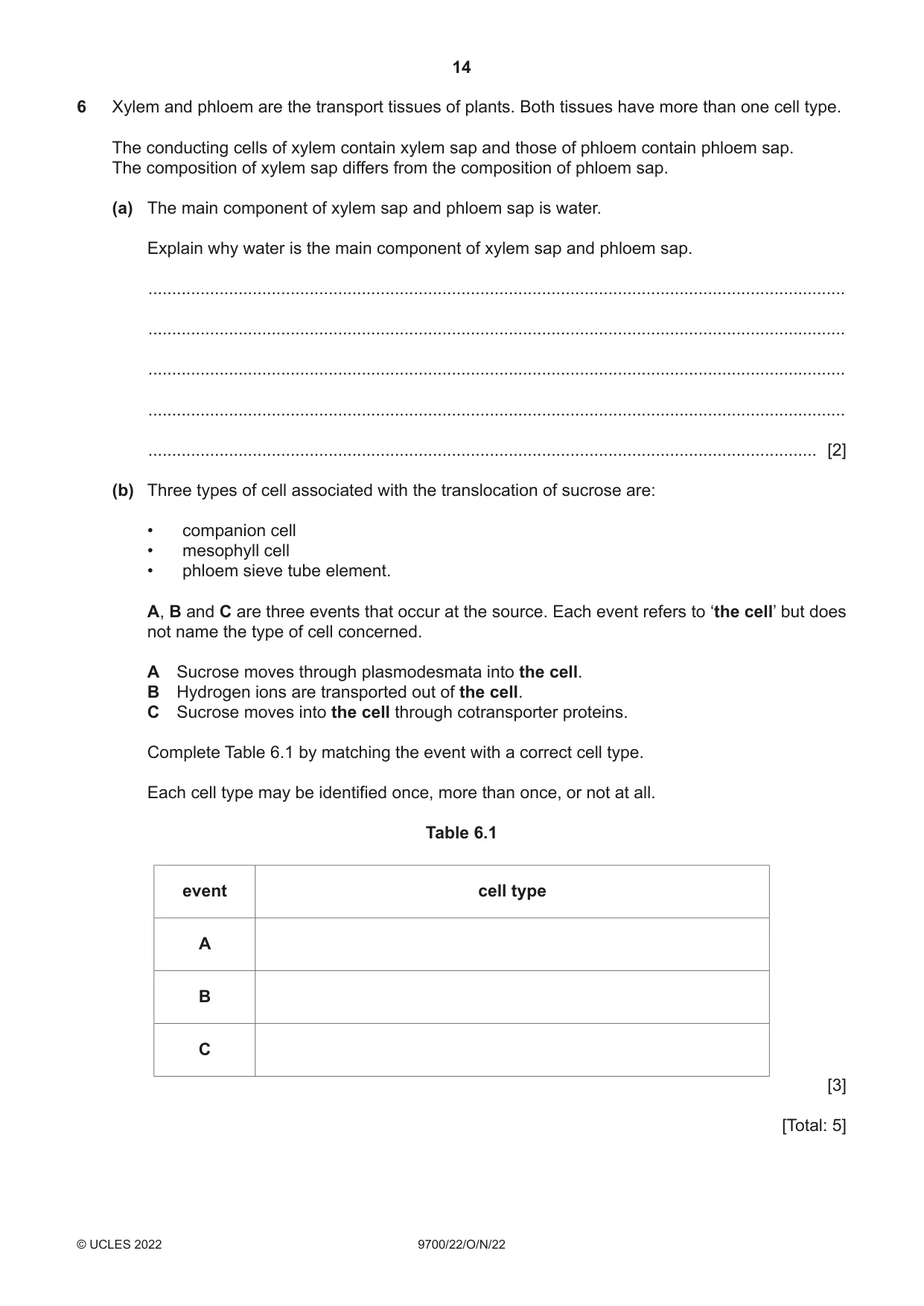 Cambridge A Level Biology 9700 2022 Oct/Nov Paper 2 · Variant 2 question paper, page 14 of 16