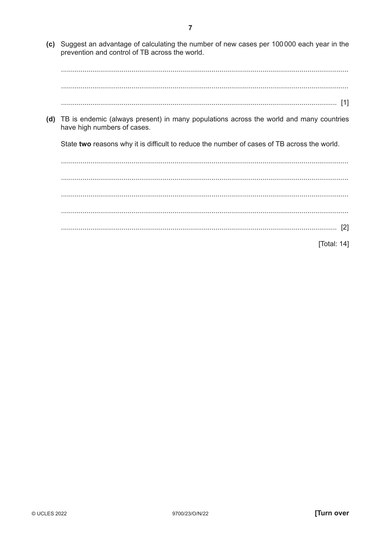 Cambridge A Level Biology 9700 2022 Oct/Nov Paper 2 · Variant 3 question paper, page 7 of 16