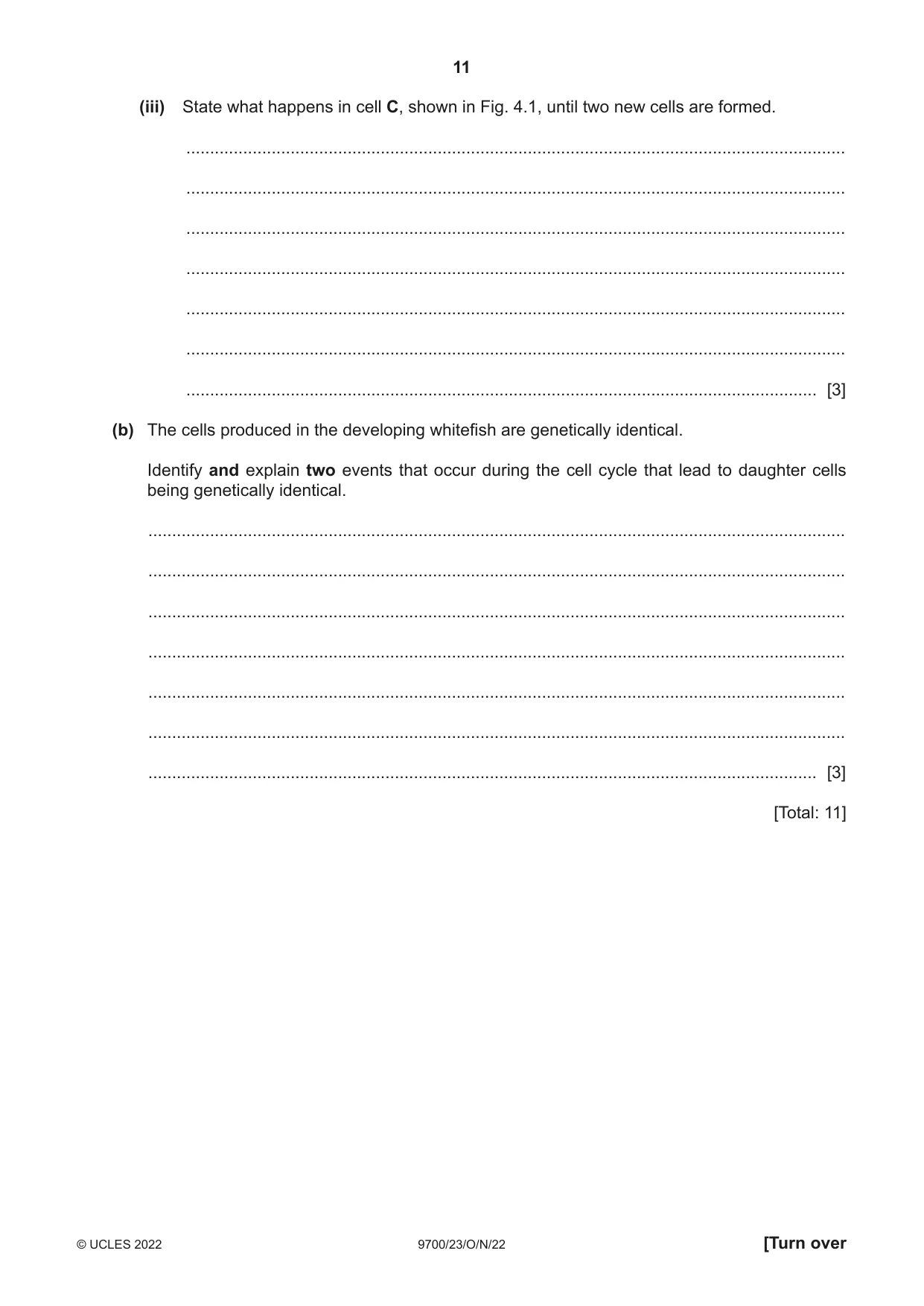 Cambridge A Level Biology 9700 2022 Oct/Nov Paper 2 · Variant 3 question paper, page 11 of 16