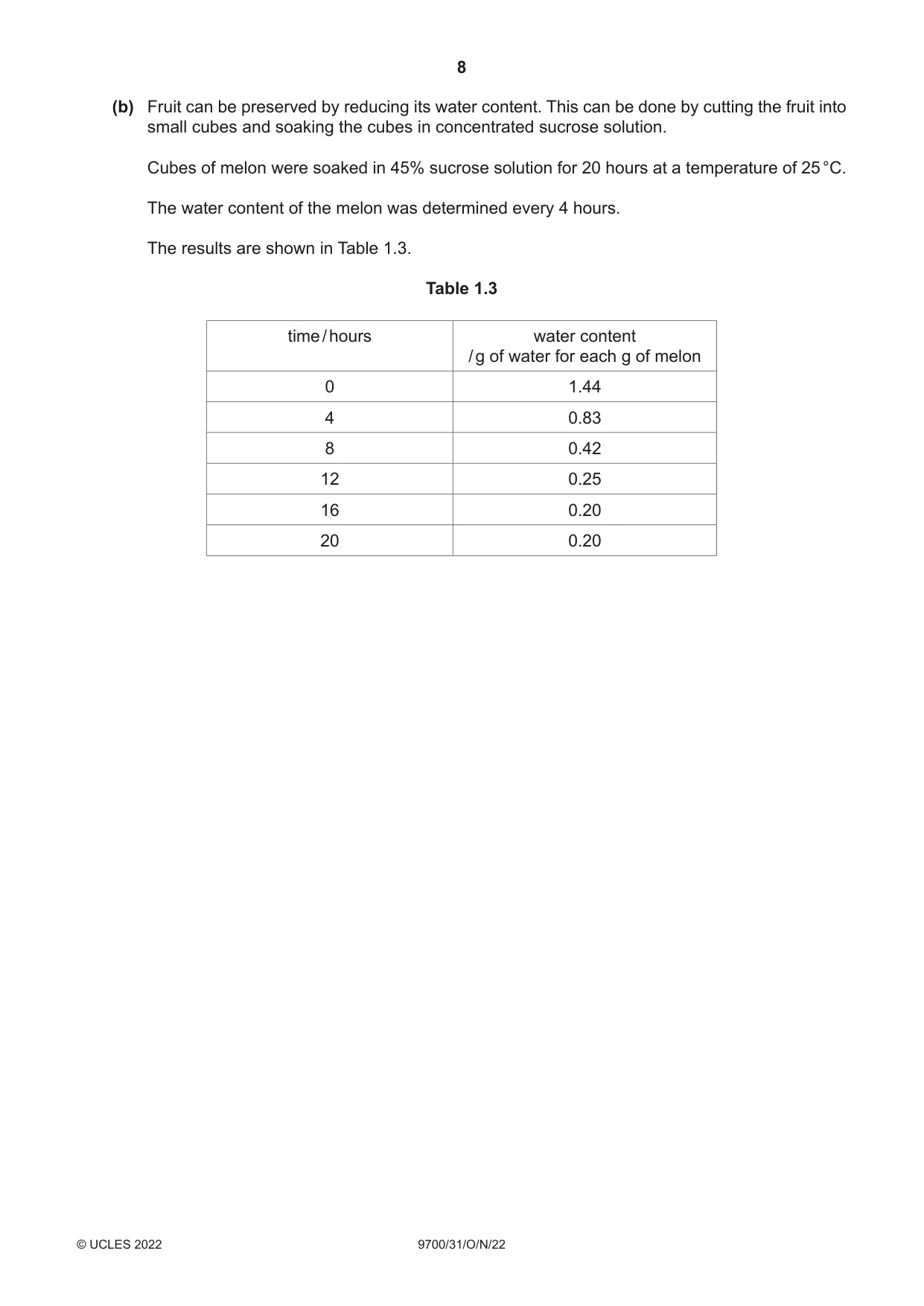 Cambridge A Level Biology 9700 2022 Oct/Nov Paper 3 · Variant 1 question paper, page 8 of 16