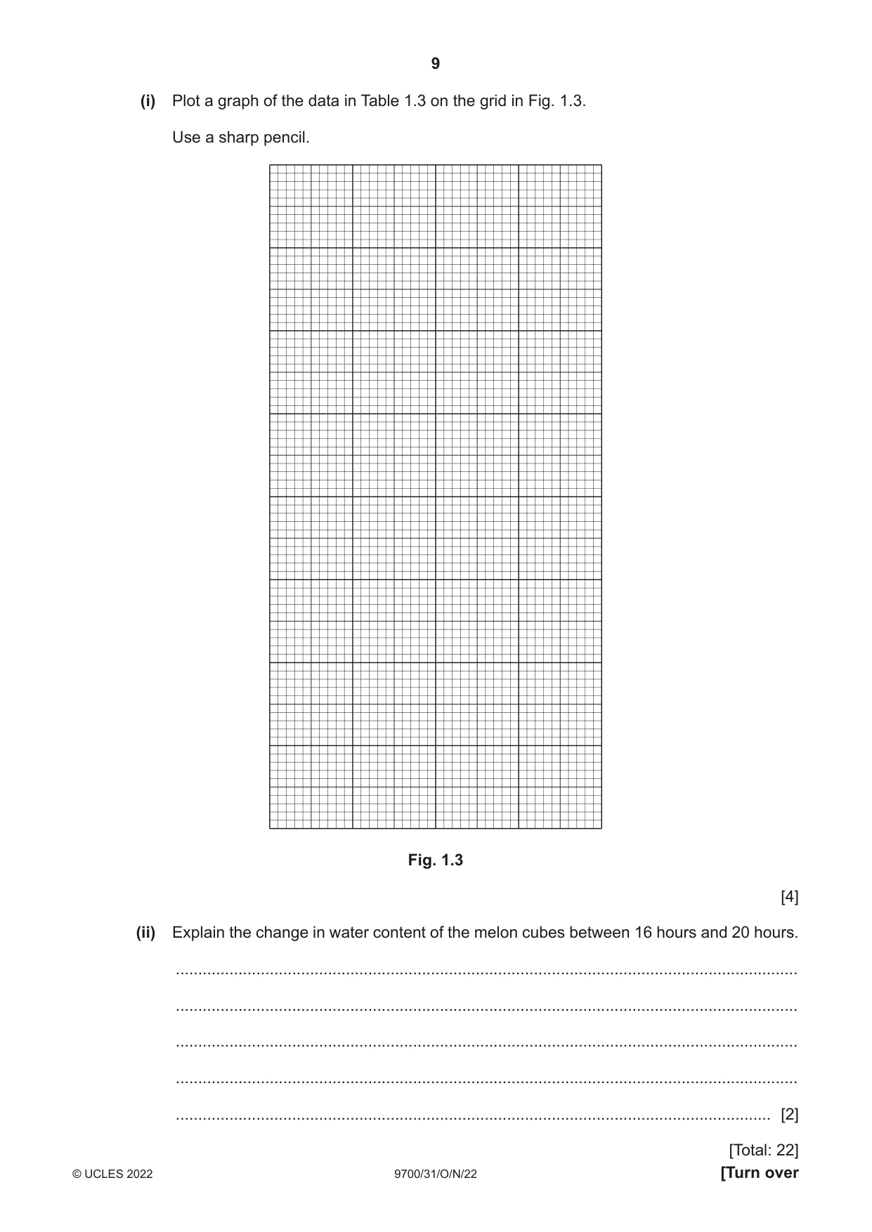 Cambridge A Level Biology 9700 2022 Oct/Nov Paper 3 · Variant 1 question paper, page 9 of 16